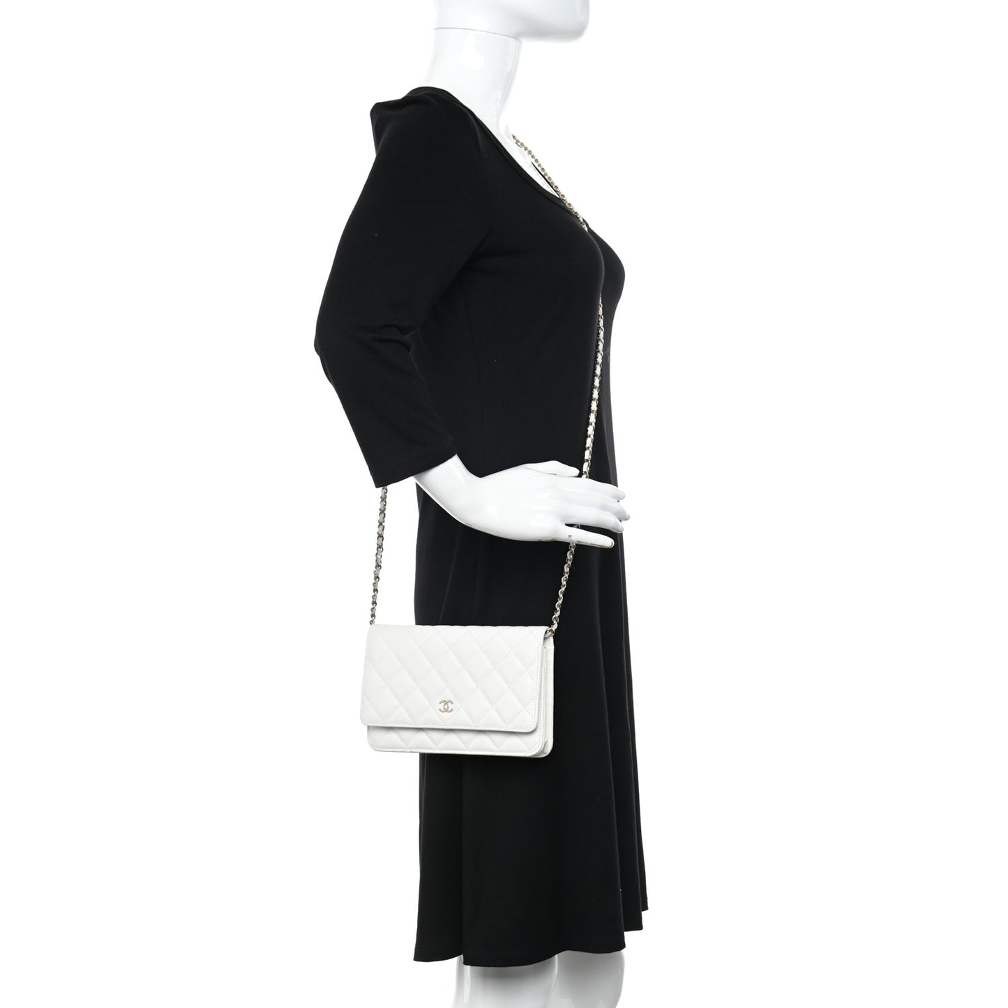 Caviar Quilted Wallet On Chain WOC White