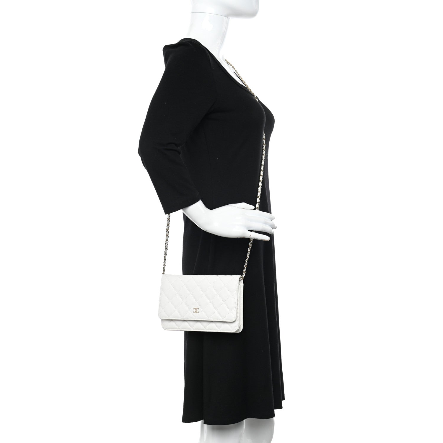 Chanel Caviar Quilted Wallet On Chain WOC White 2 of 13