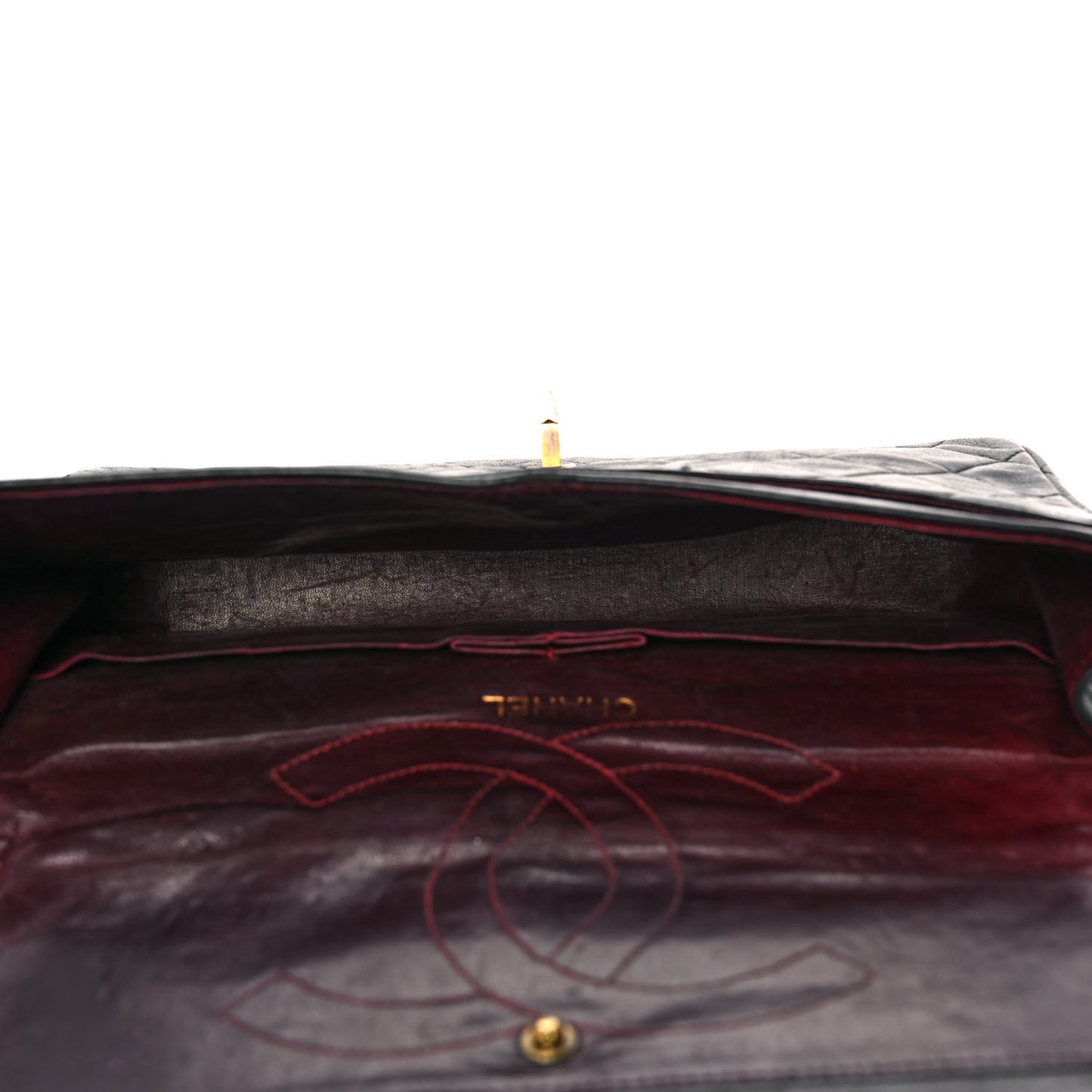 Lambskin Quilted Medium Double Flap Black