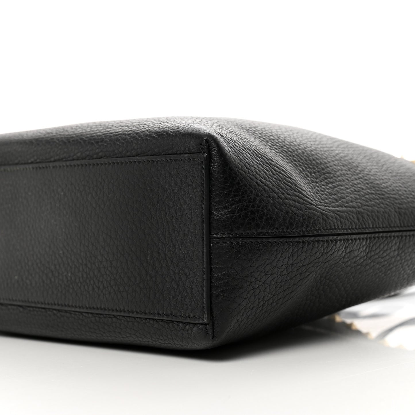 Grained Calfskin Small Rockstud Shoulder Tote Black