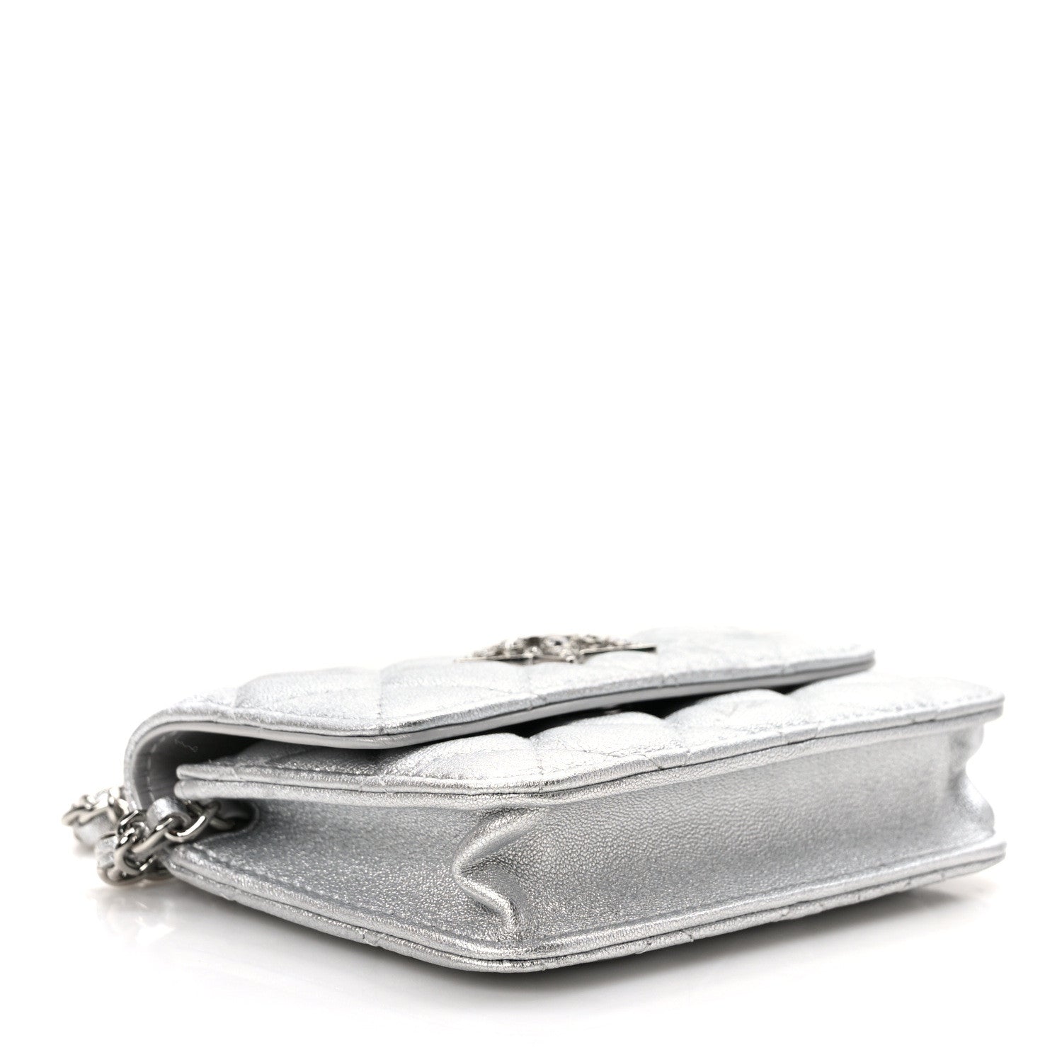 Chanel Metallic Goatskin Quilted Star Flap Waist Belt Bag Silver 4 of 10