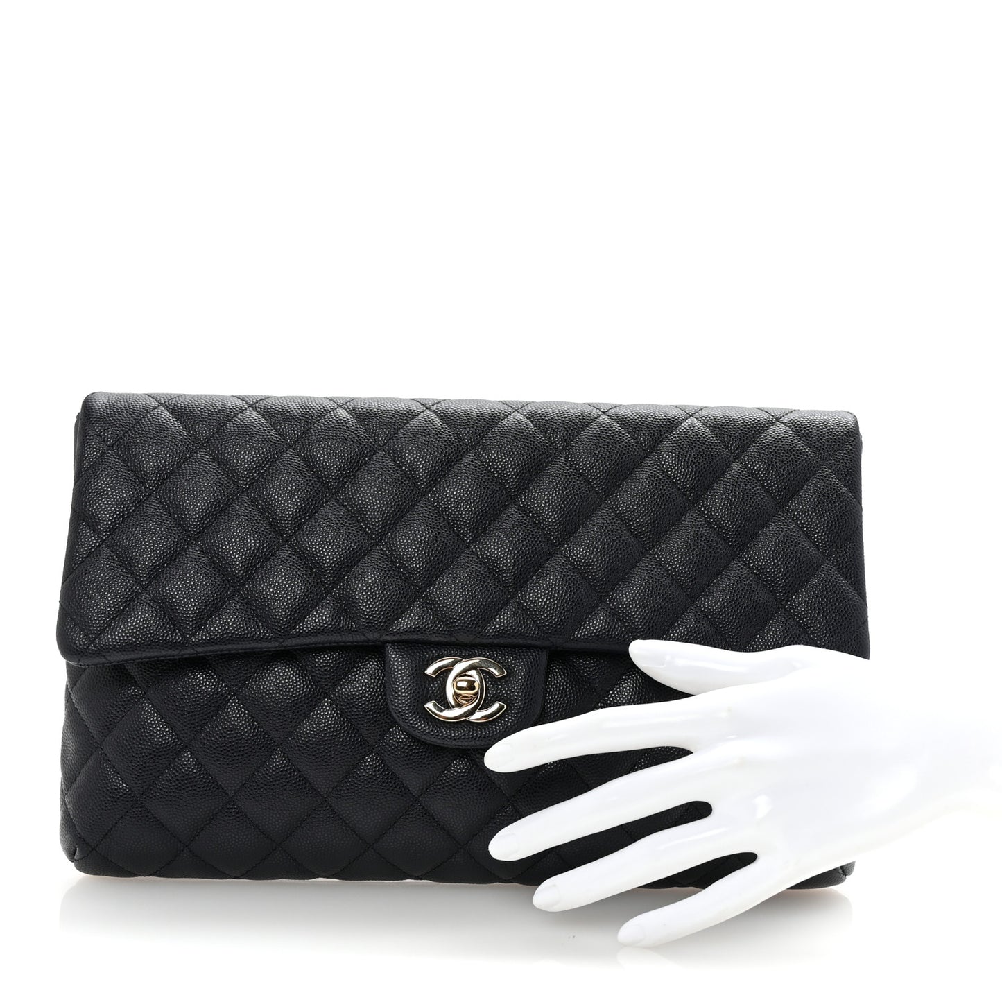 Caviar Quilted Flap Clutch Navy