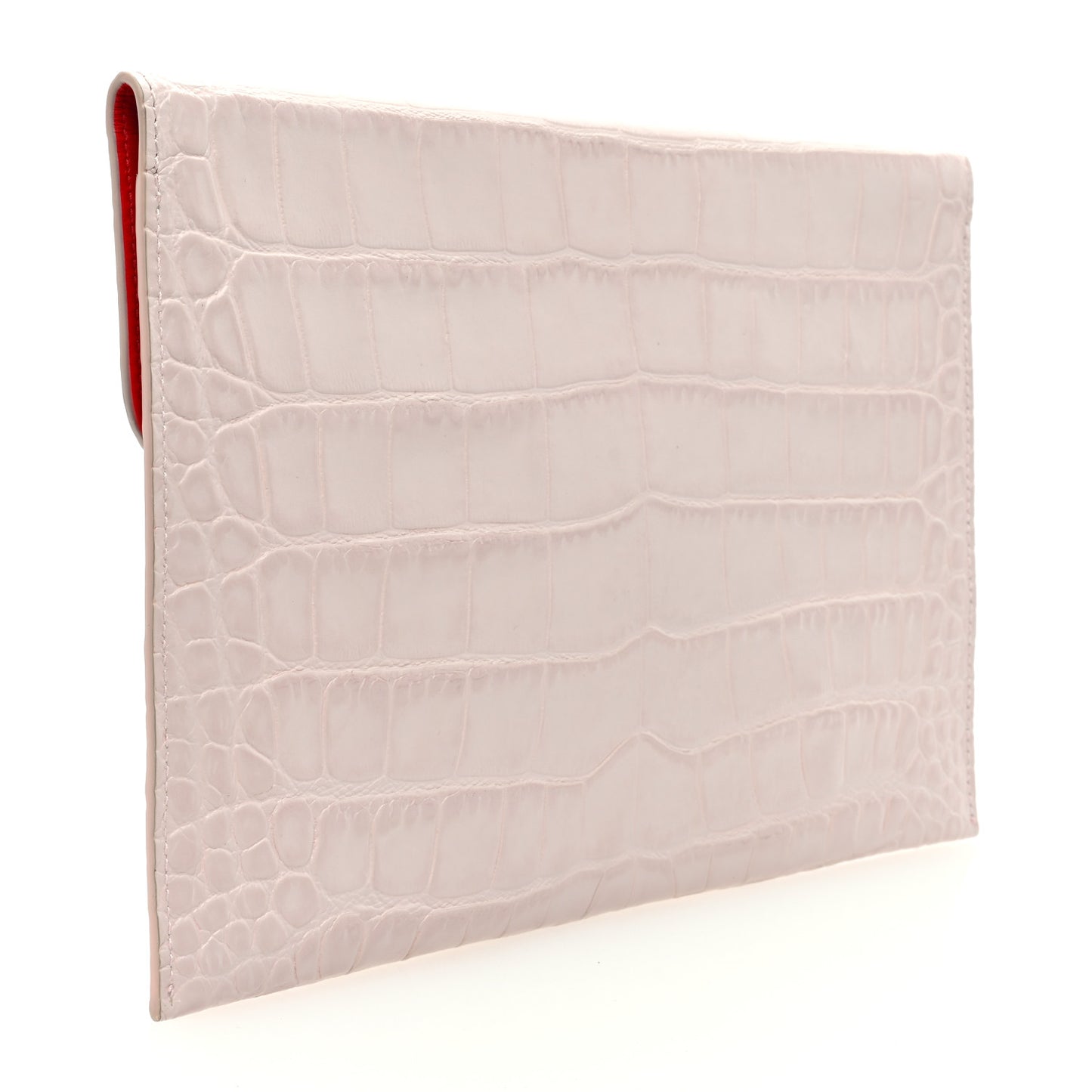 Calfskin Crocodile Embossed Skull Envelope Clutch Pink
