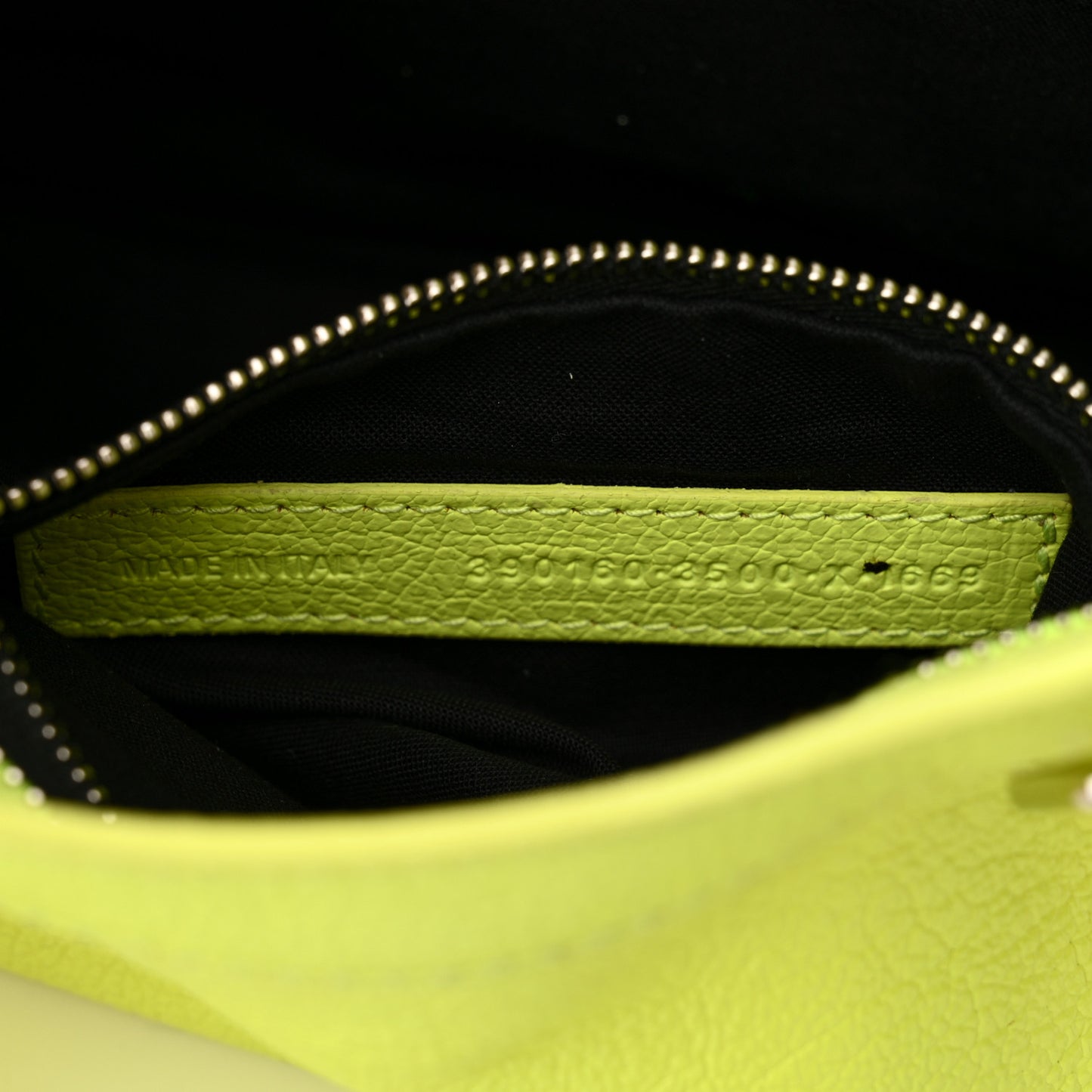 Chevre Silver Metallic Edge Hardware Mini City Acid Green