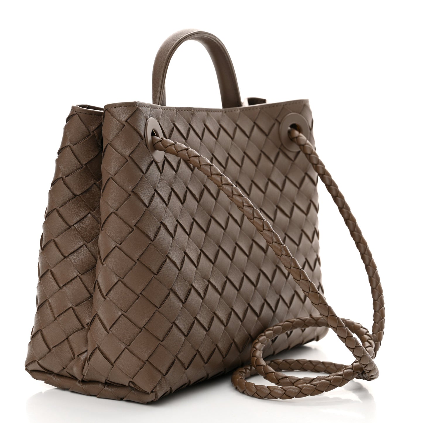 Nappa Intrecciato Small Andiamo Shoulder Bag Taupe Grey