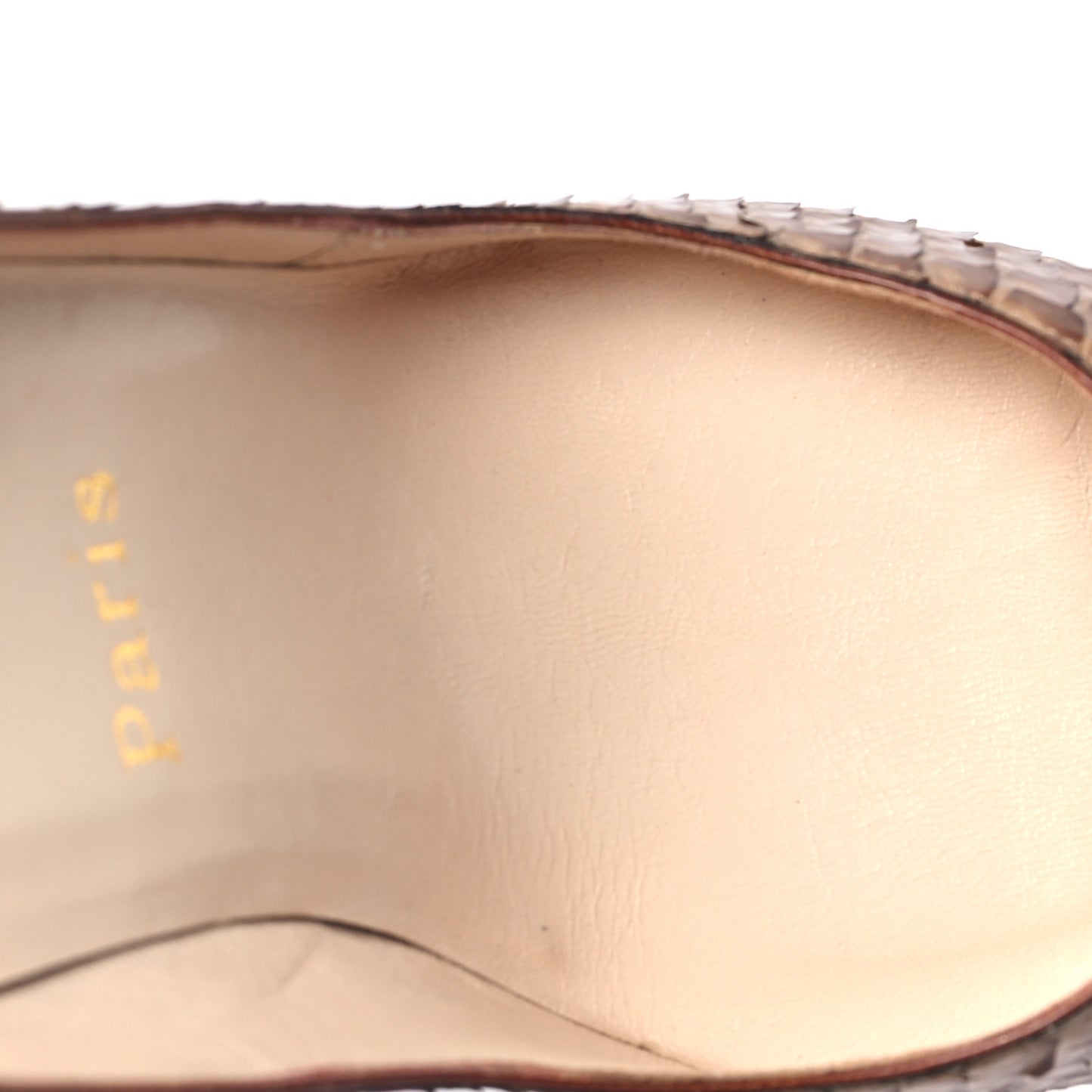 Snakeskin Peep Toe 110 Pumps 38.5 Brown