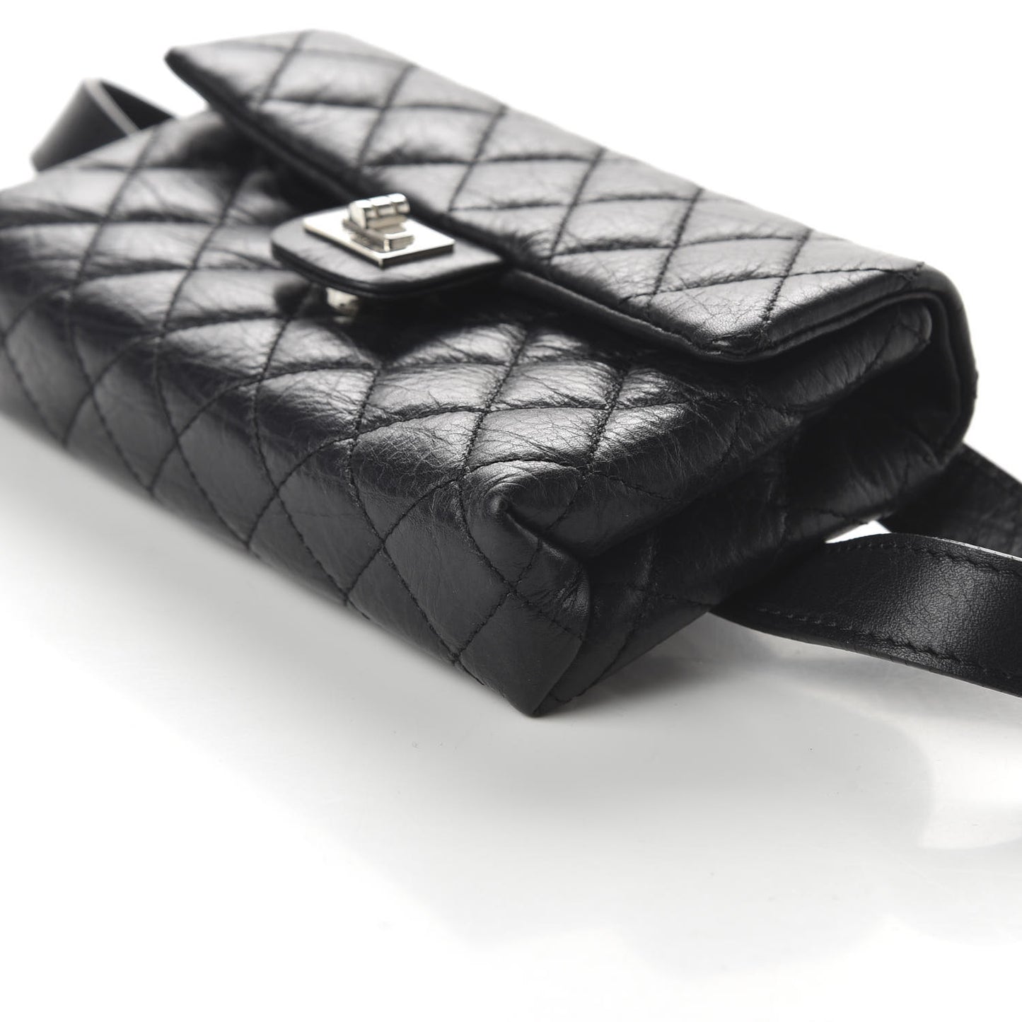 Aged Calfskin Quilted 2.55 Reissue Flap Belt Bag Clutch Black