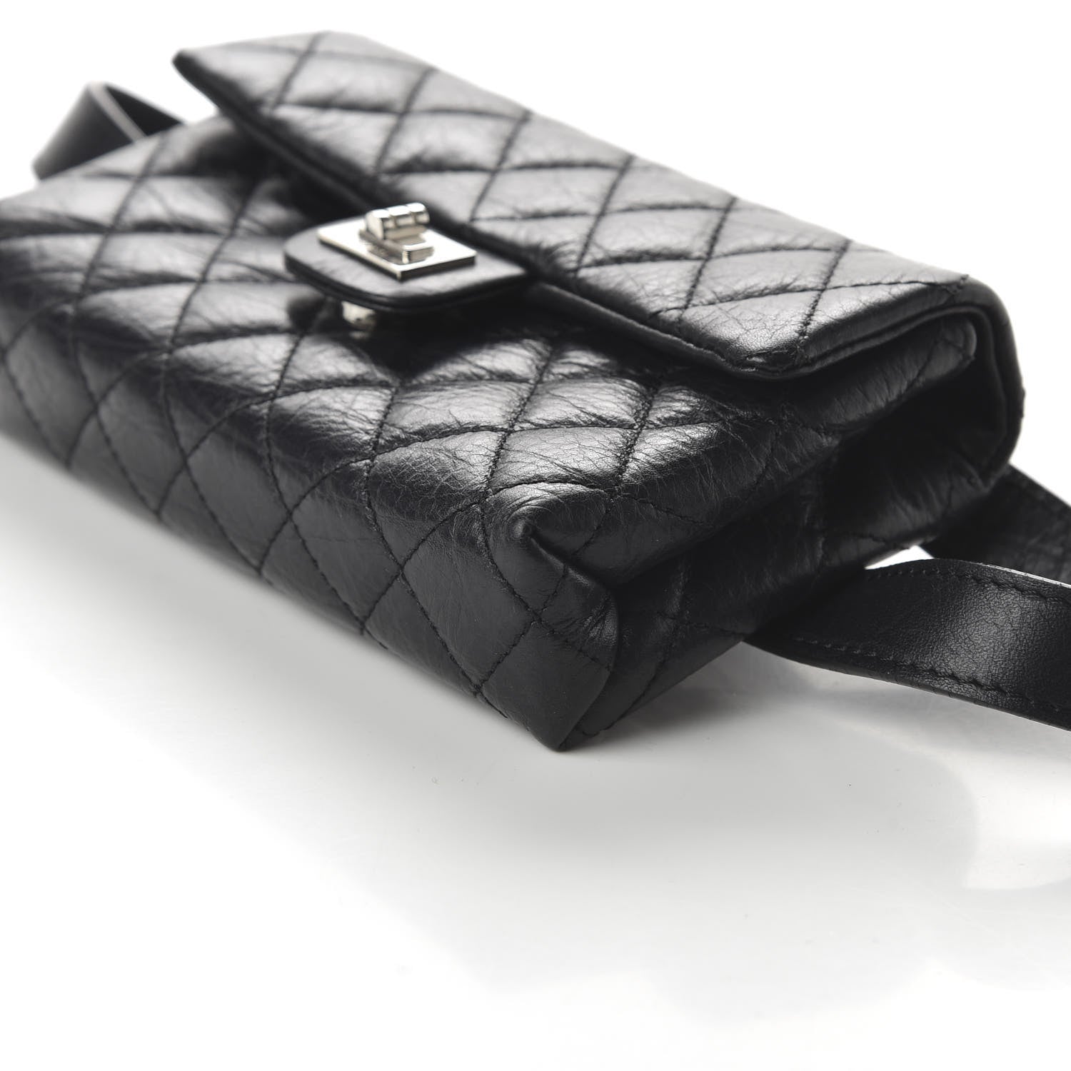 Chanel Aged Calfskin Quilted 2.55 Reissue Flap Belt Bag Clutch Black 7 of 9