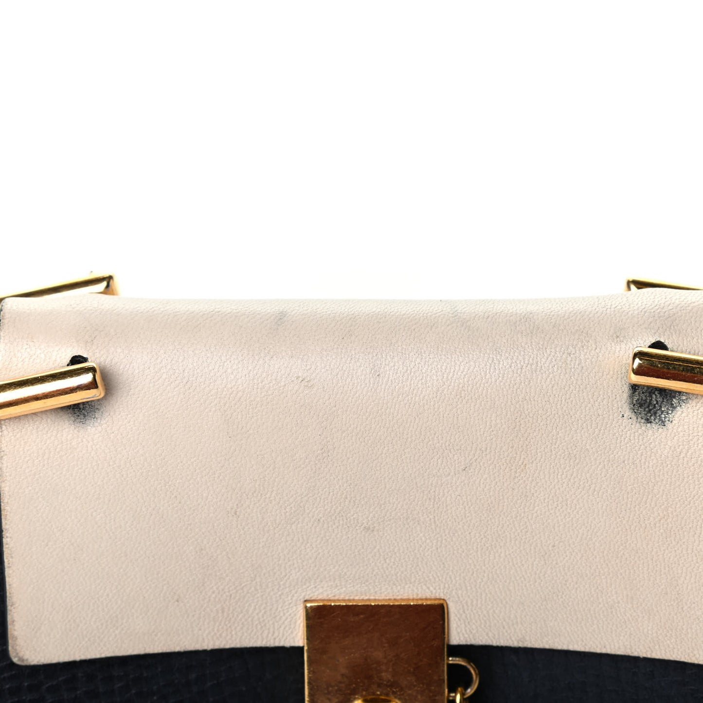 Grained Calfskin Lambskin Mini Bi-Color Drew Shoulder Bag Black Powder Beige