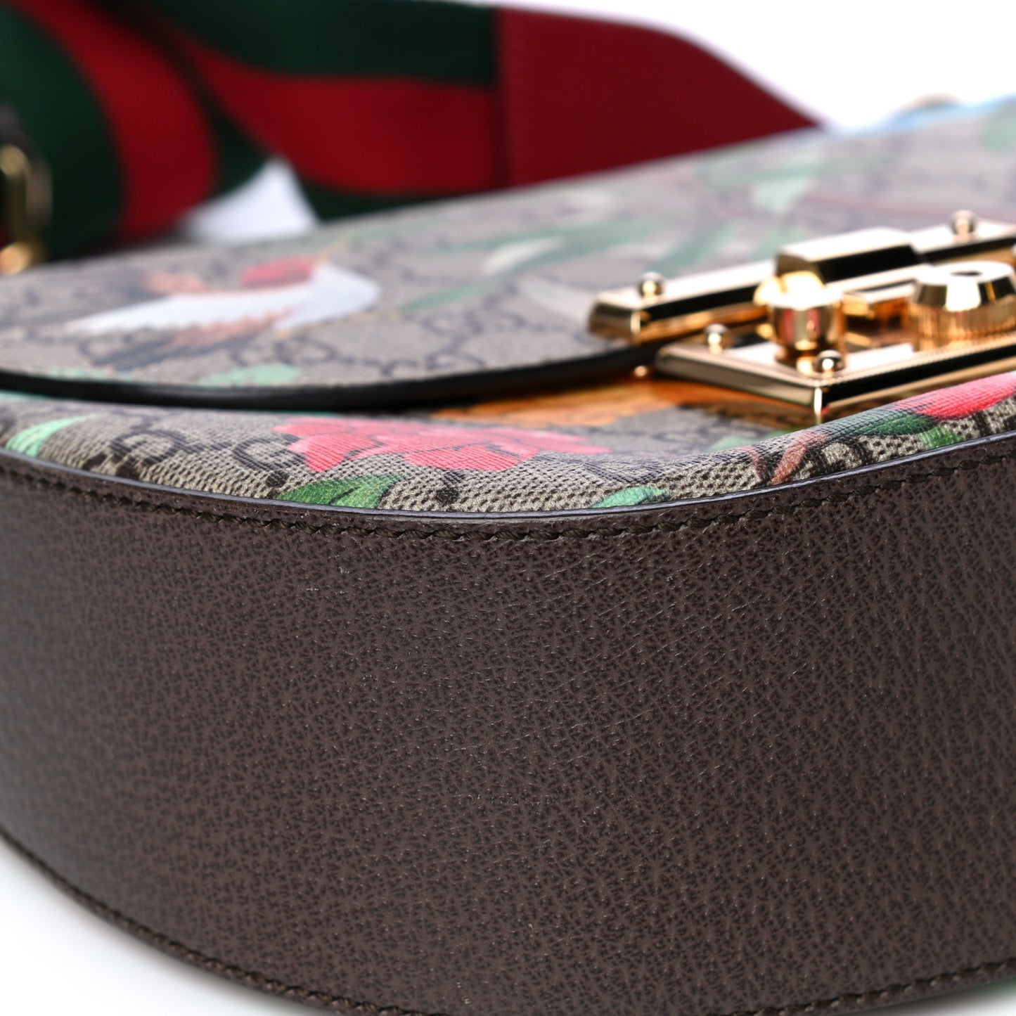 GG Supreme Monogram Tian Web Medium Padlock Messenger Shoulder Bag Beige Multicolor New Acero