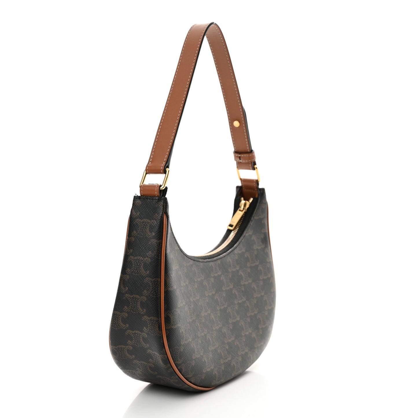 Triomphe Canvas Calfskin Ava Shoulder Bag Tan