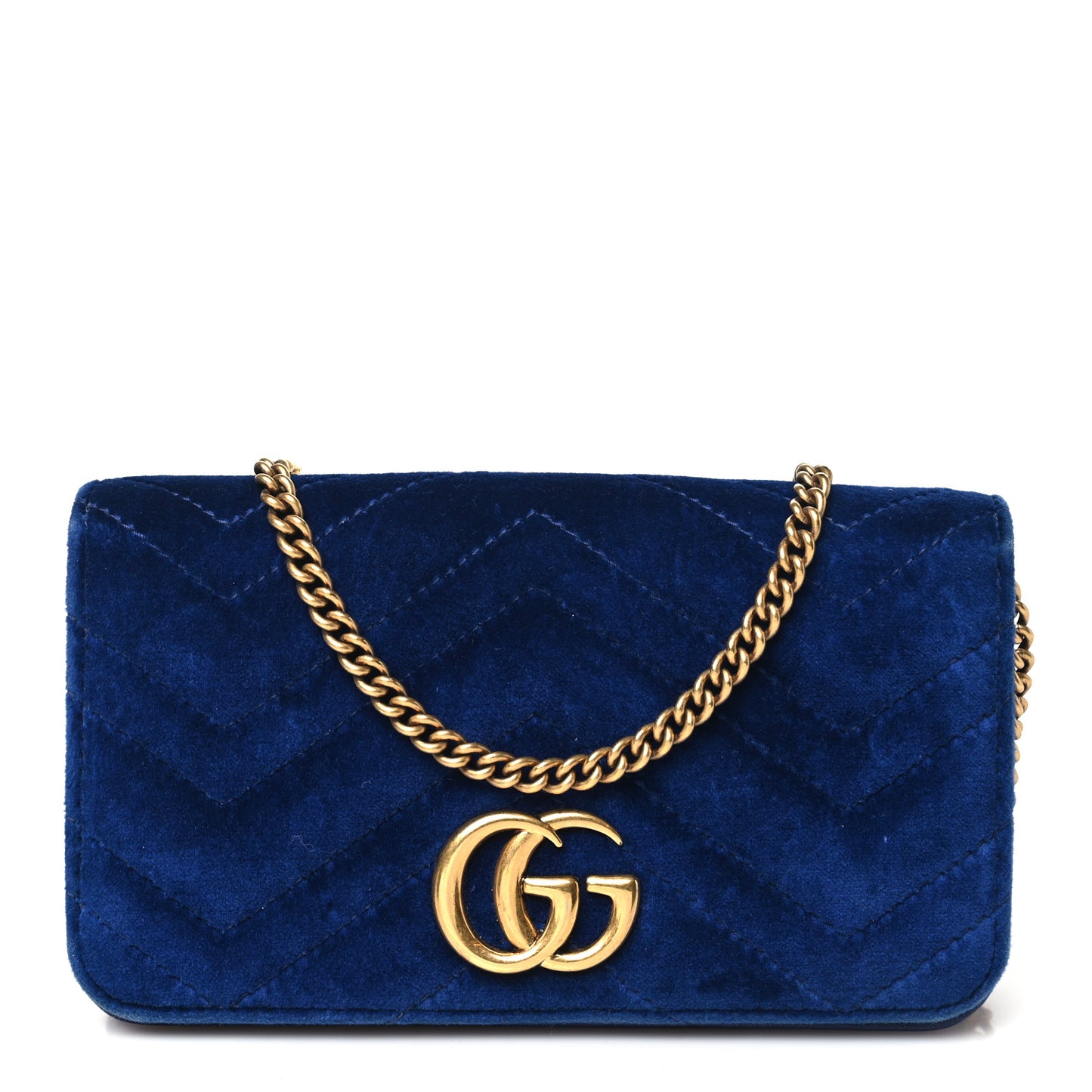 Velvet Matelasse GG Marmont Mini Bag Cobalt Blue