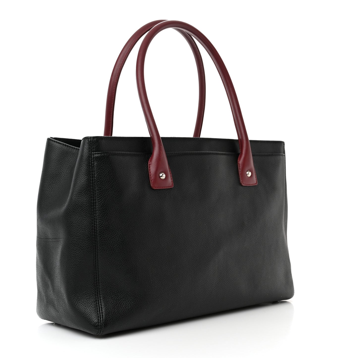 Calfskin Cerf Executive Shopper Tote Burgundy Black