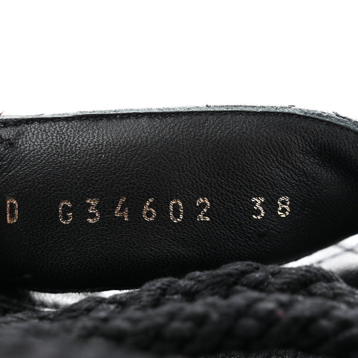 Cord Lambskin Quilted Logo Sandals 38 Black