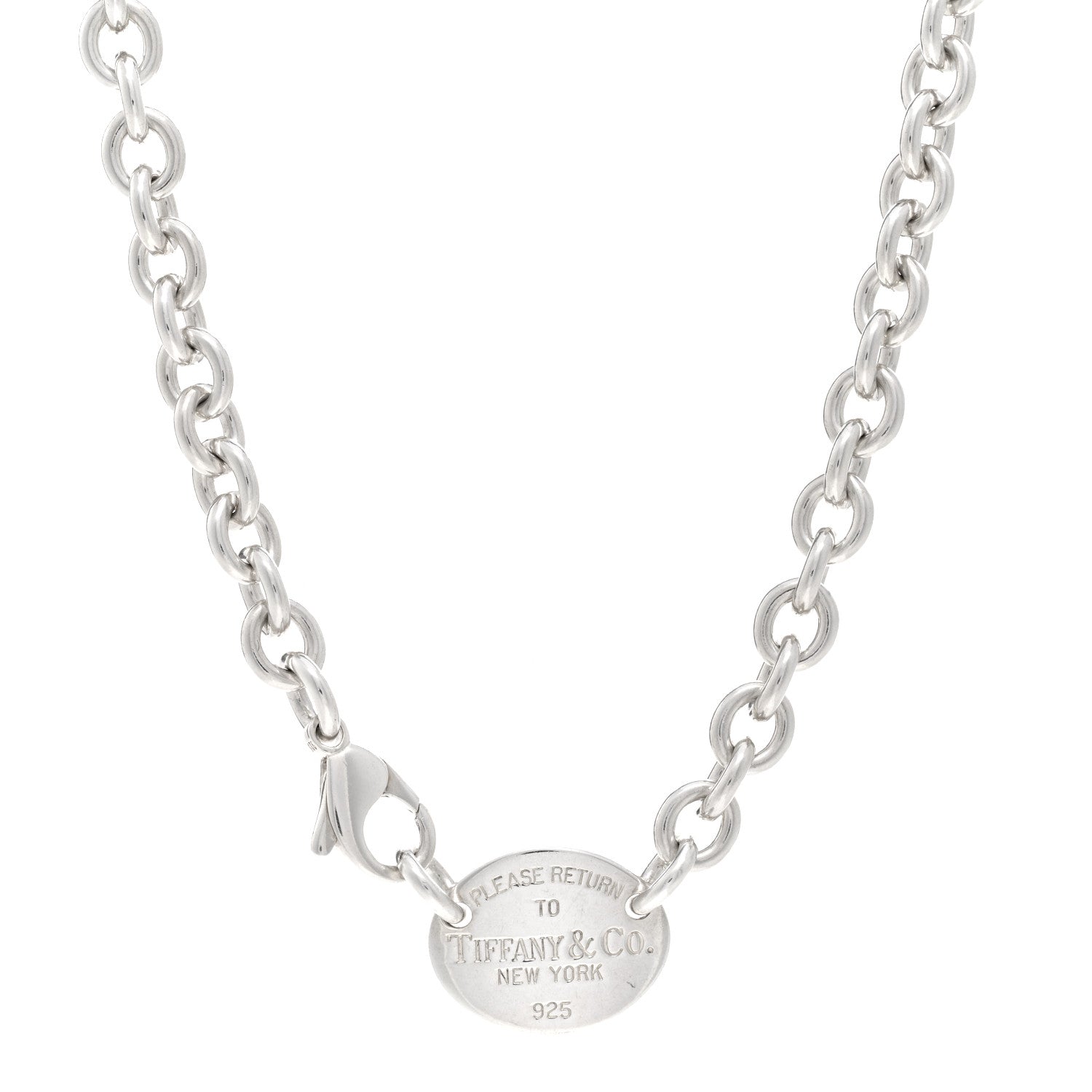 Tiffany Sterling Silver Return to Tiffany Oval Tag Choker Necklace 1 of 4