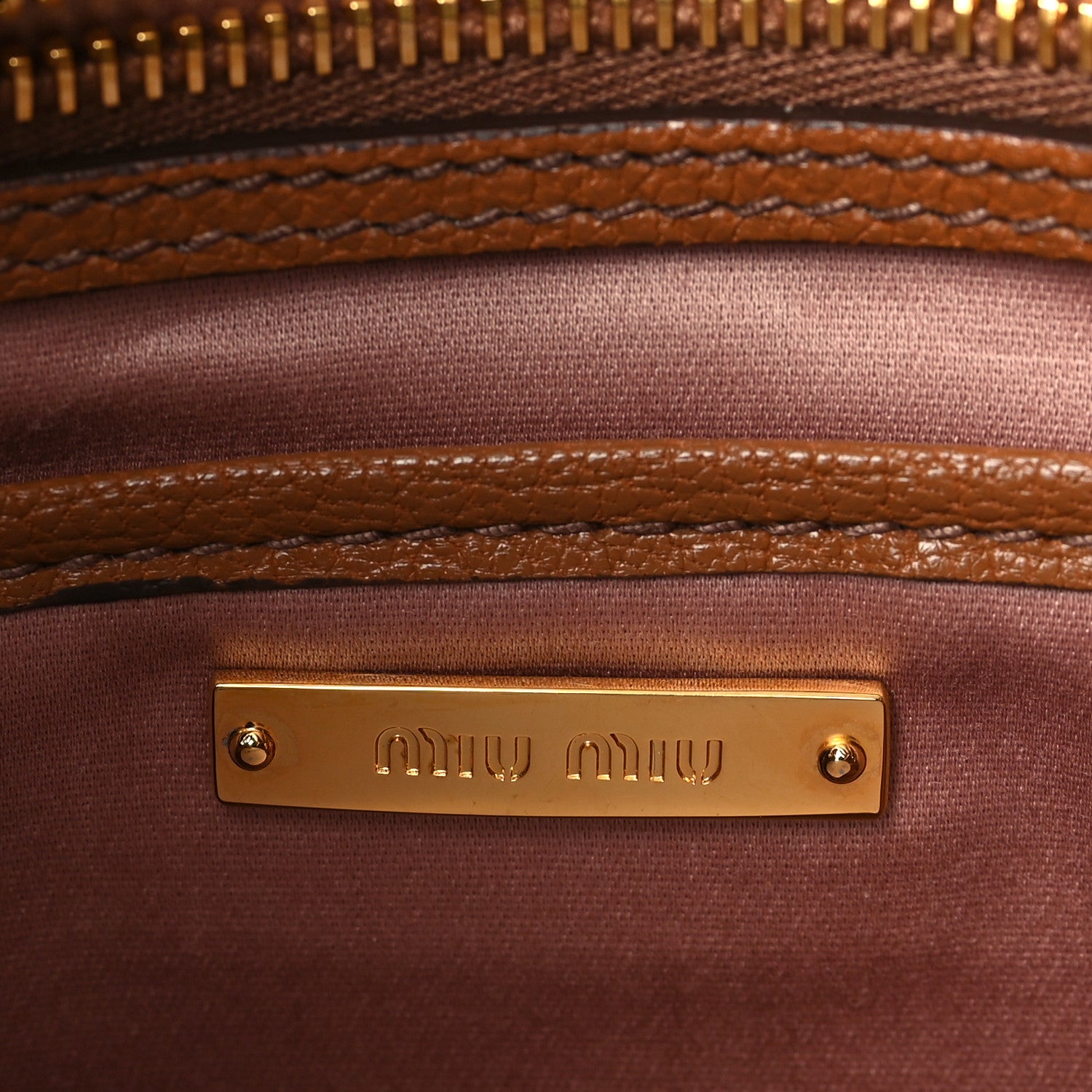 Miu Miu Goatskin Madras Shoulder Bag Cuoio 6 of 17