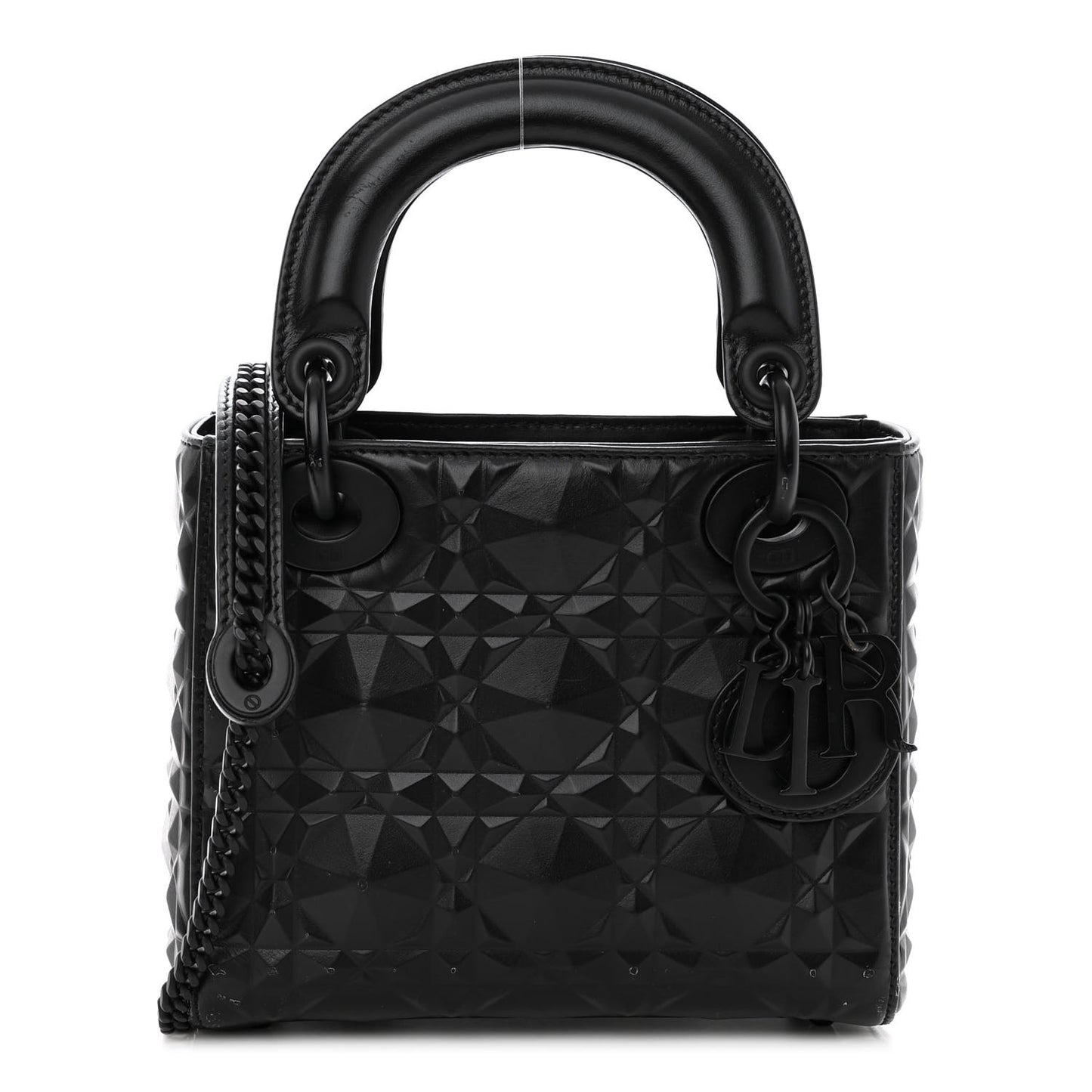 Calfskin Diamond Cannage Mini Lady Dior Black