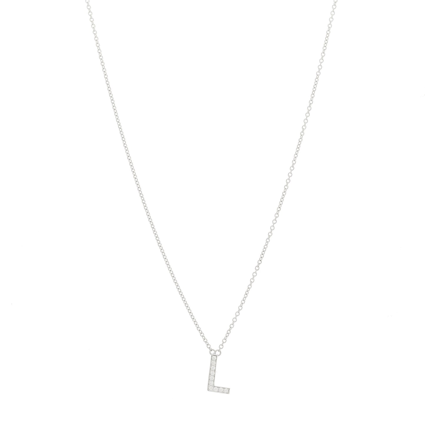 Platinum Diamond Letters L Pendant Necklace