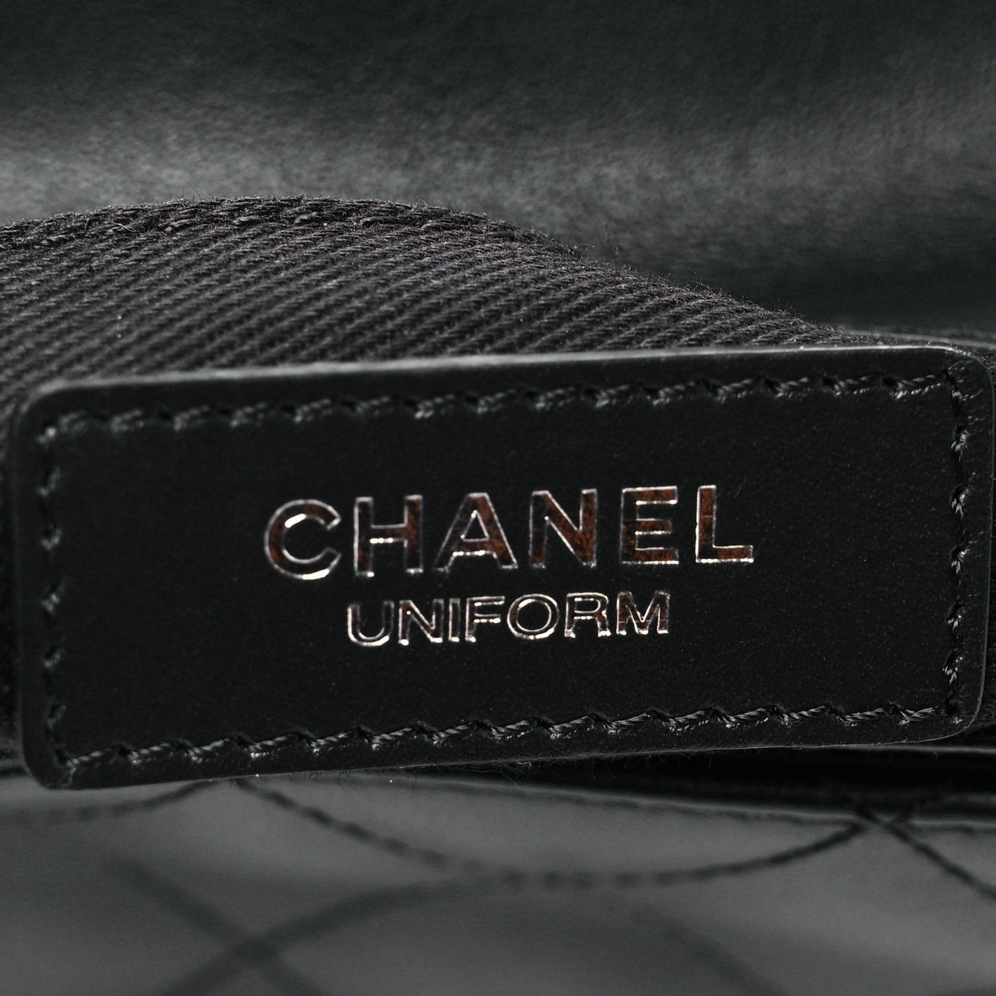 Calfskin Quilted CC Uniform Flap Belt Bag Black