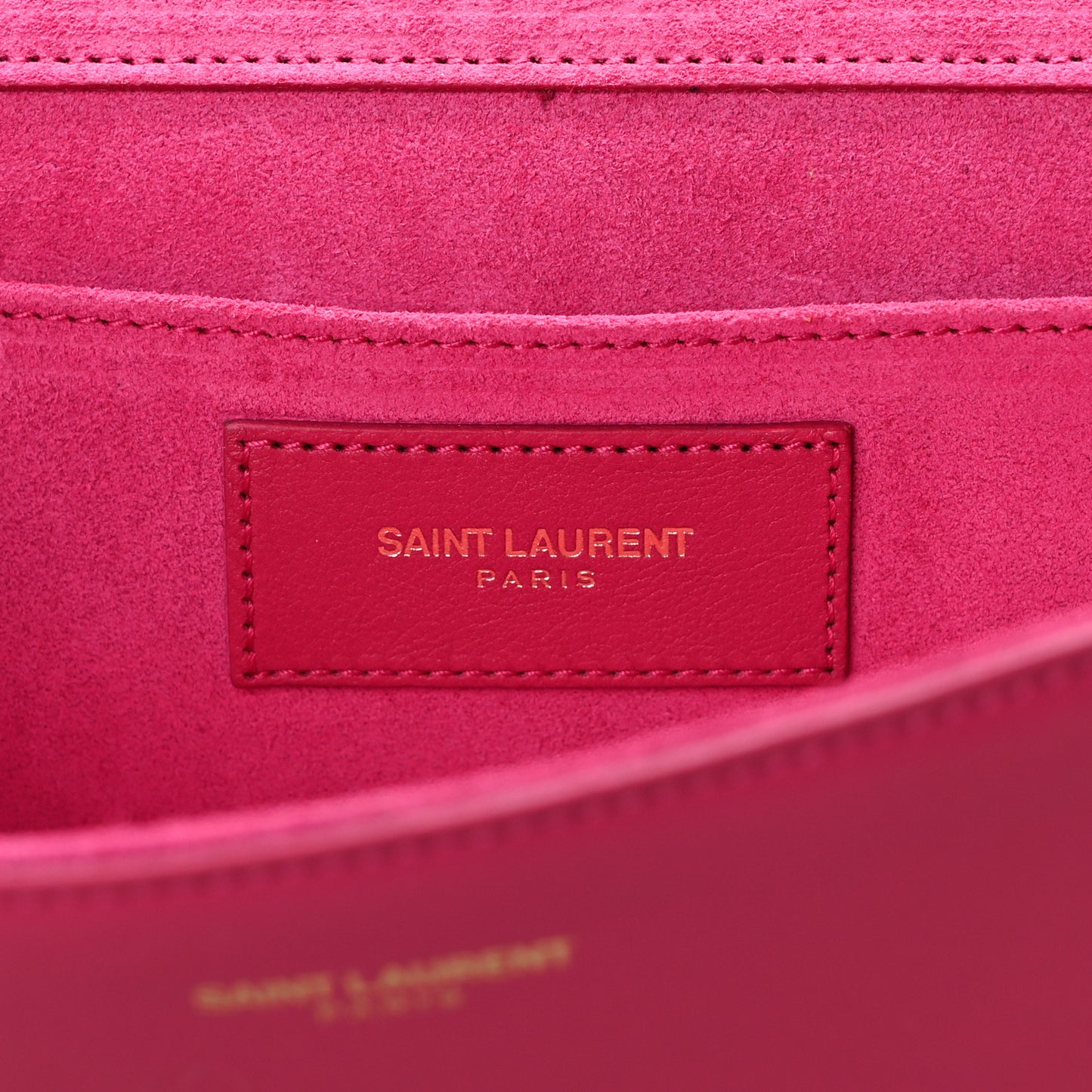 Calfskin Classic Y Ligne Clutch Fuchsia
