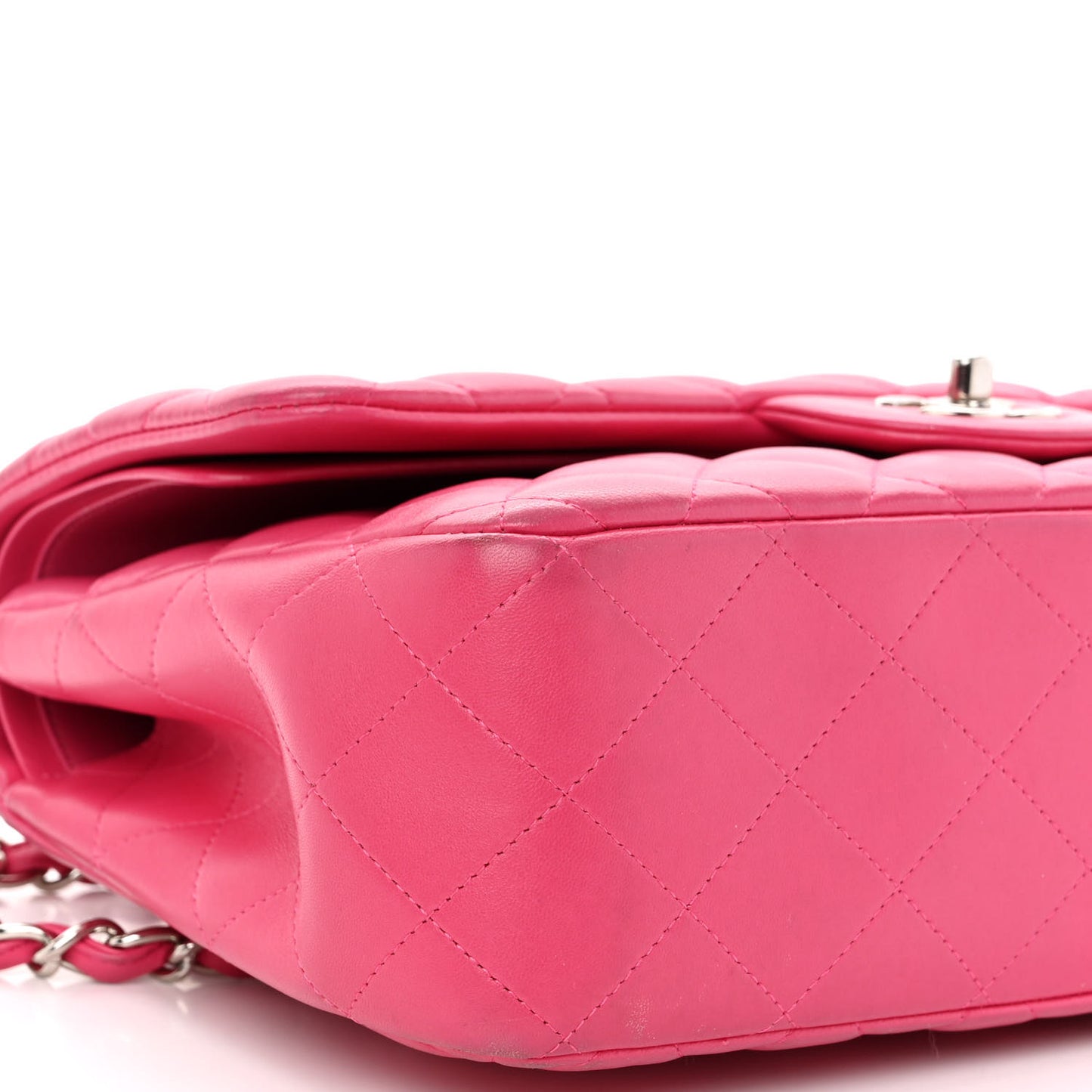 Lambskin Quilted Jumbo Double Flap Dark Pink