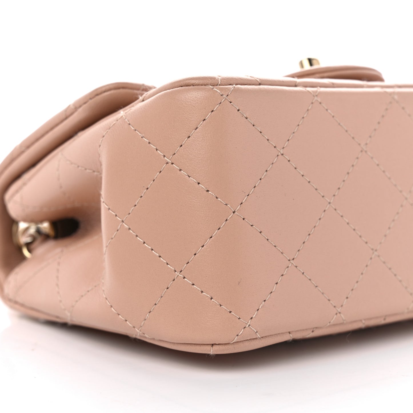 Lambskin Quilted Mini Square Flap Beige
