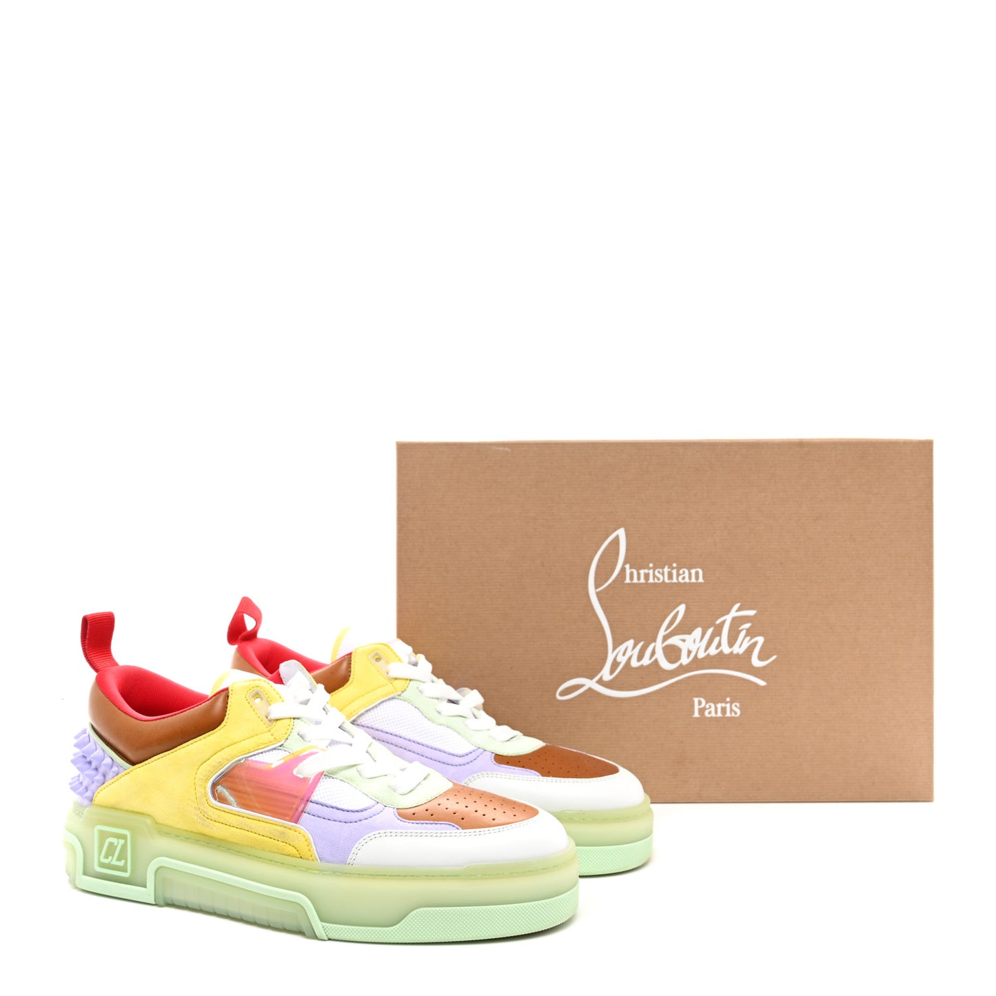 Calfskin Suede Spike Mens Astroloubi Flat Low Top Sneakers 43 Studio Green Lilac