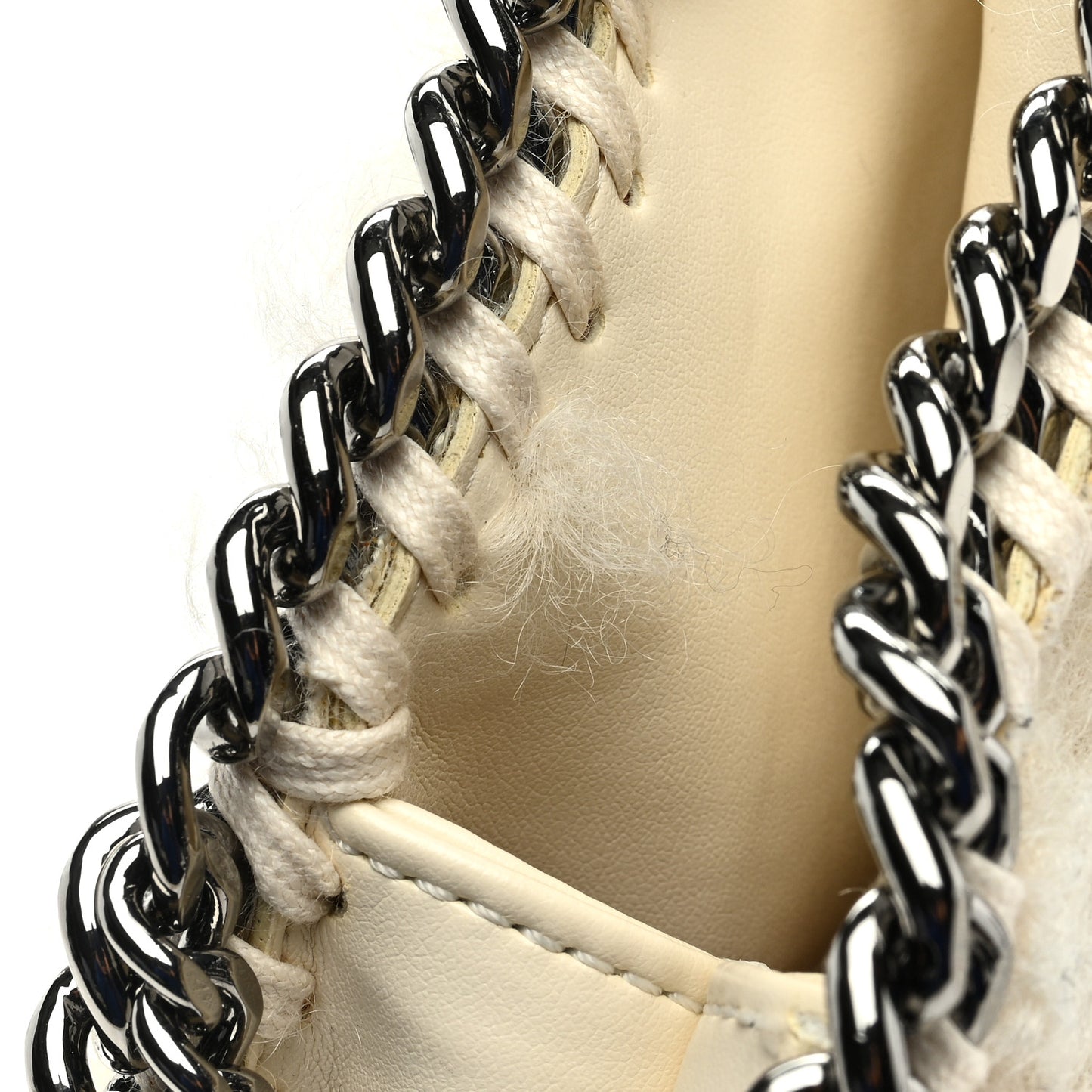 Wool Fur Small Falabella Tote White