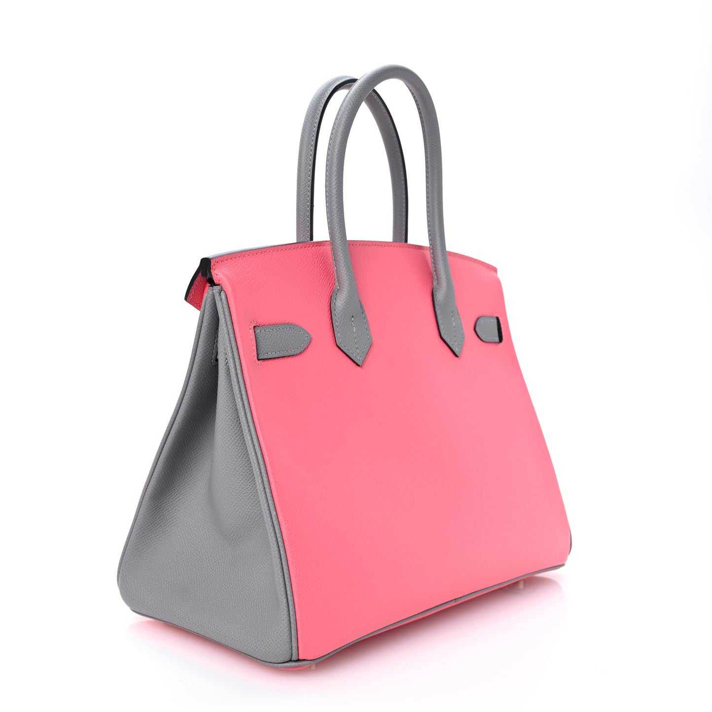 Epsom Horseshoe Birkin 30 Rose Azalee Gris Mouette