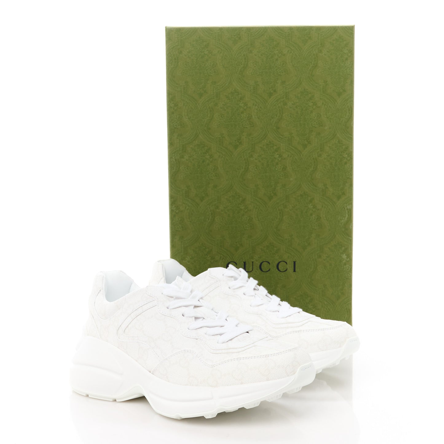 GG Supreme Monogram Womens Rhyton Sneakers 36.5 White