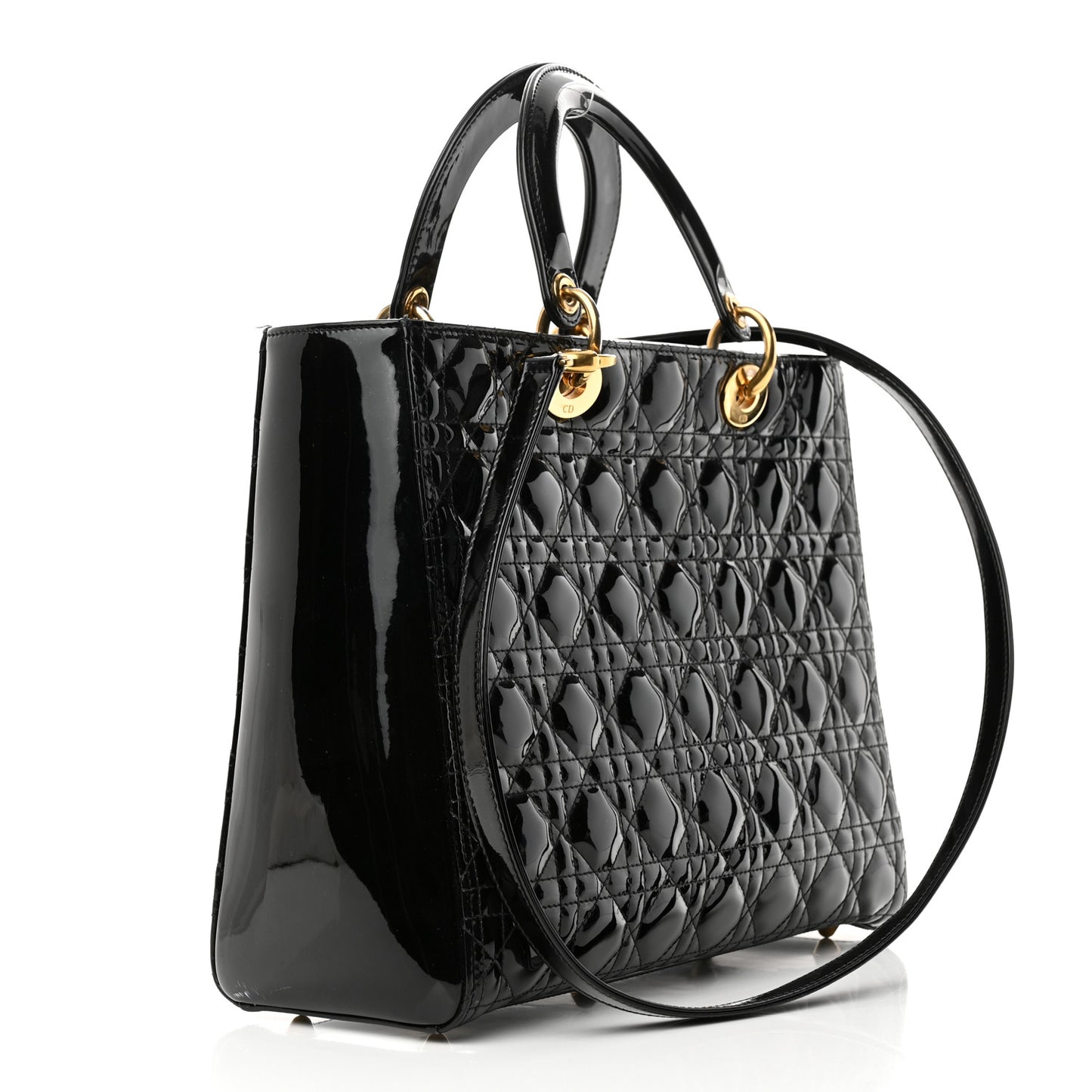 Patent Cannage Large Lady Dior Black