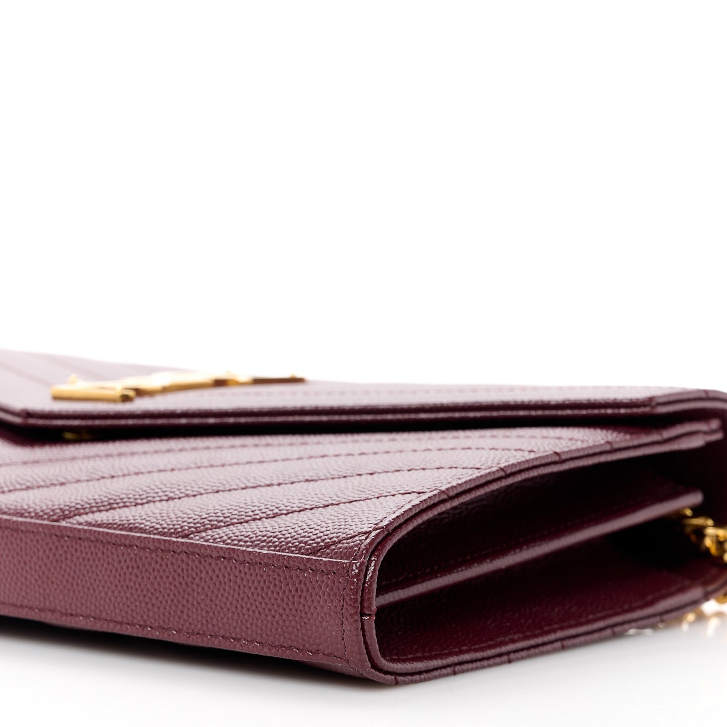 Grain De Poudre Matelasse Chevron Monogram Chain Wallet Rouge Legion