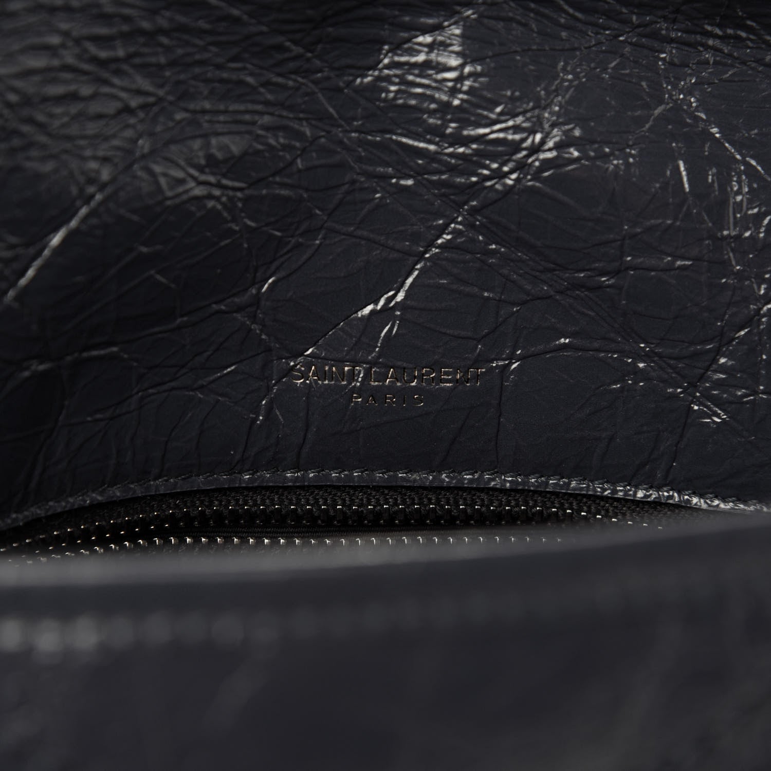 Saint Laurent Crinkled Calfskin Matelasse Monogram Medium Niki Chain Satchel Deep Marine 8 of 12