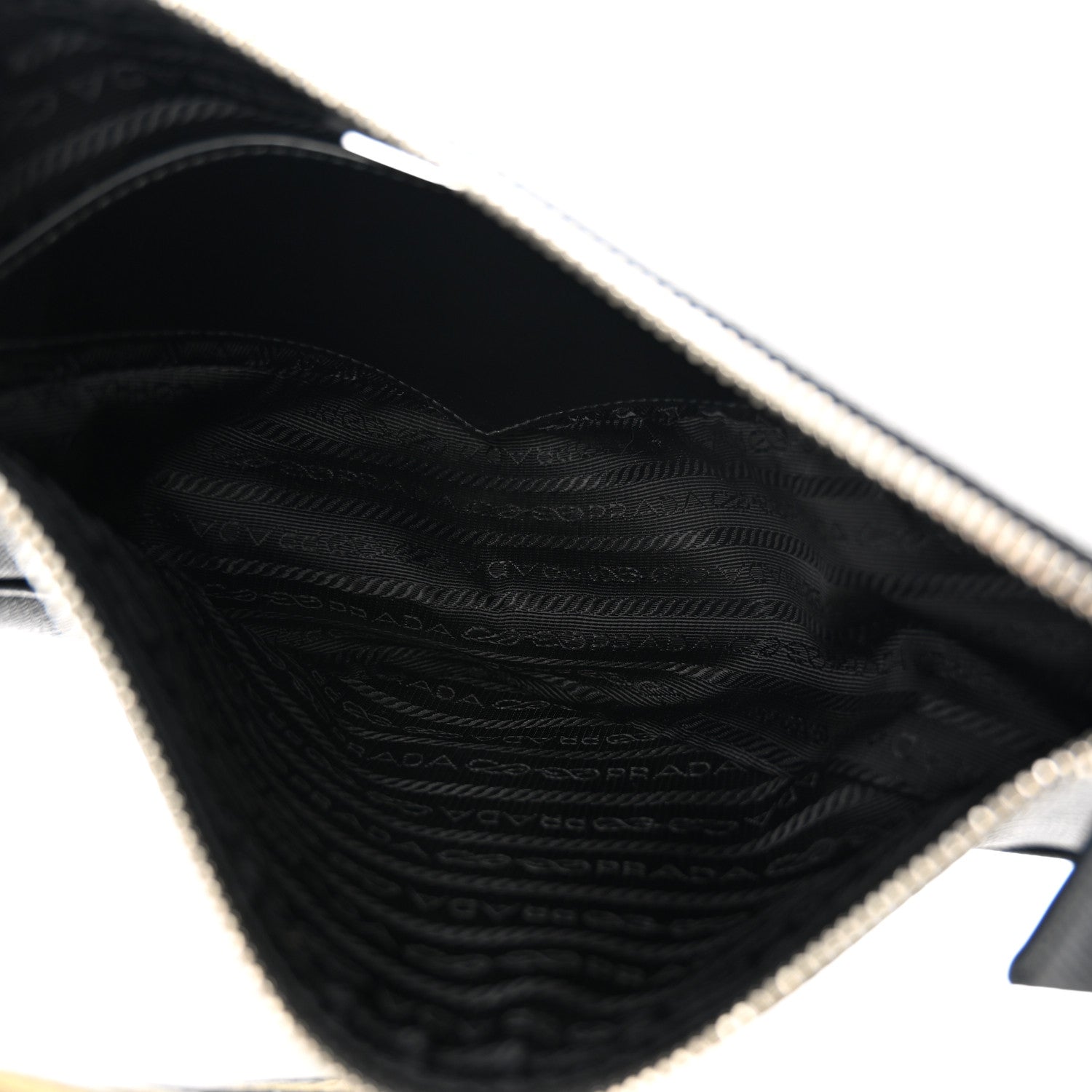 Prada Saffiano Cuir Triangle Logo Embossed Triangle Shoulder Bag Black 5 of 13