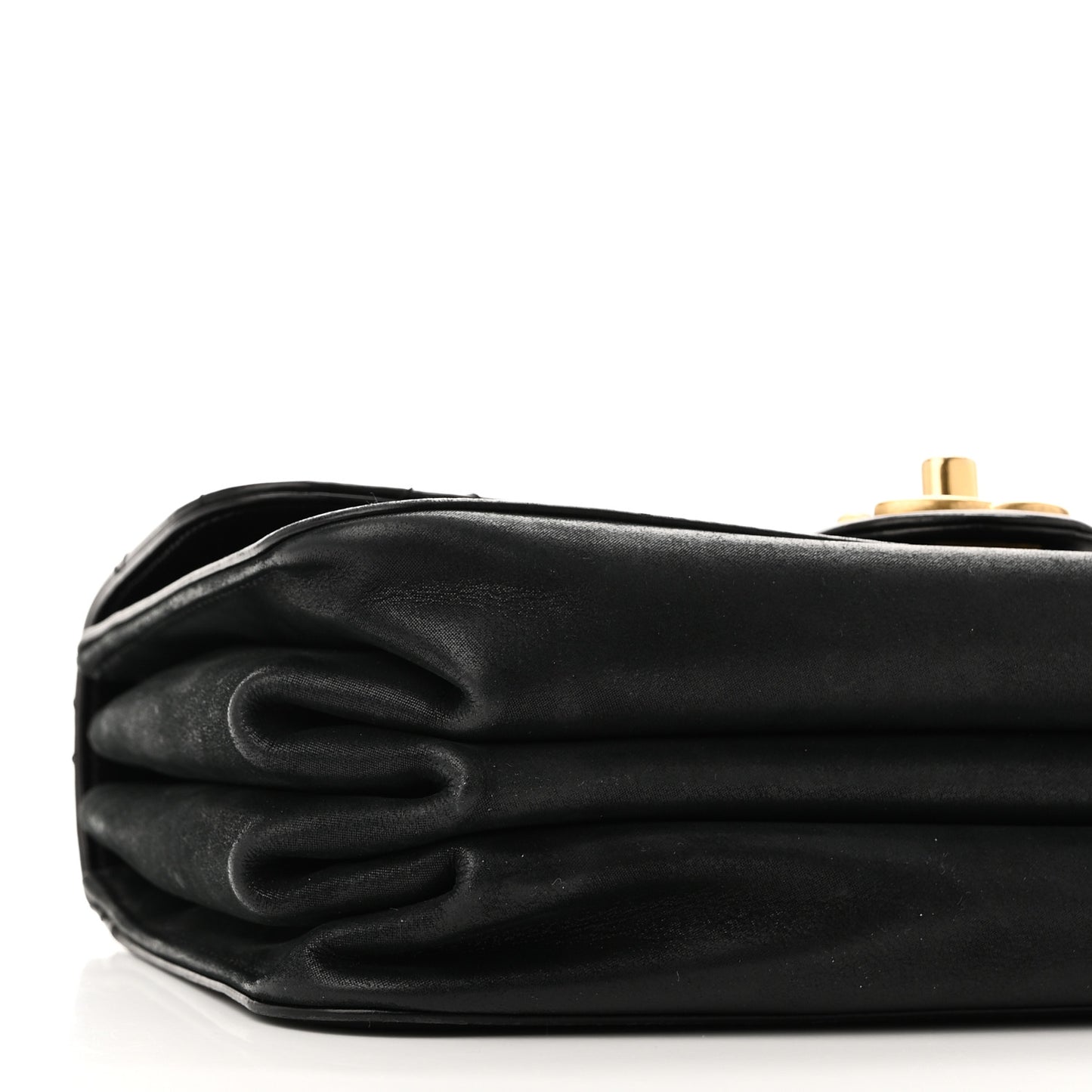 Iridescent Calfskin Quilted Small Straight Lined Flap Black