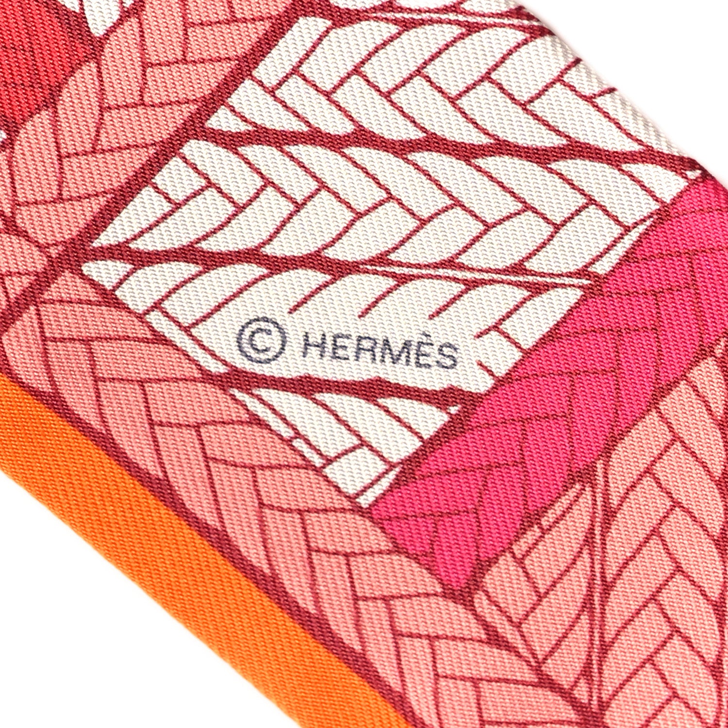 Hermes Silk Tresses H Twilly Rose Vif Orange White 4 of 4