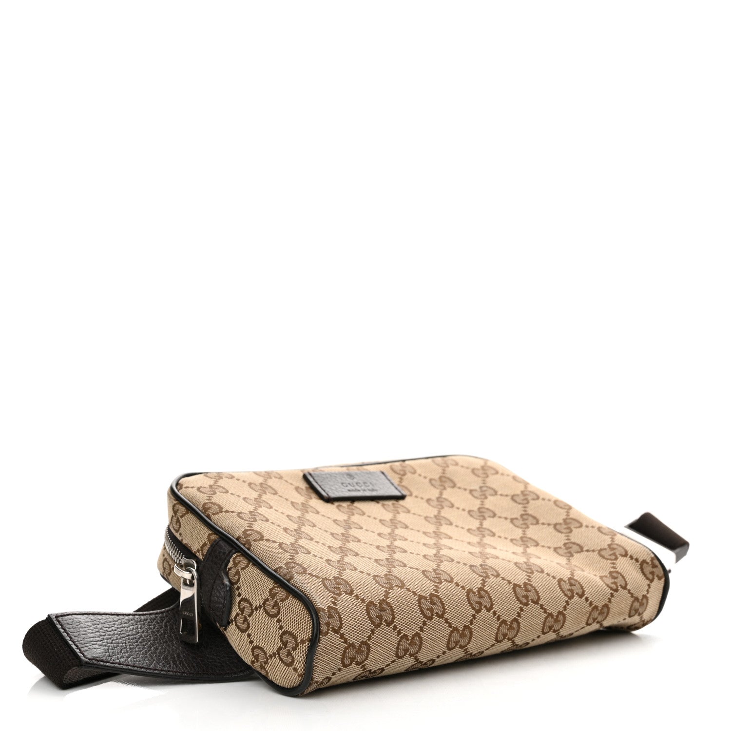 Gucci Monogram Dollar Calfskin Belt Bag Beige Ebony Testa di Moro Marrone Scuro 4 of 14