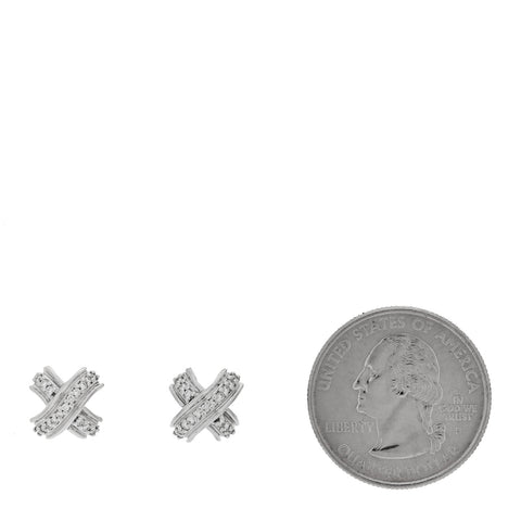 18K White Gold Diamond Signature X Earrings