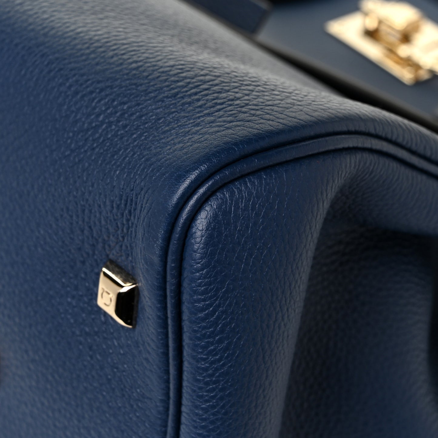 Calfskin Large Studio Top Handle Bag Navy