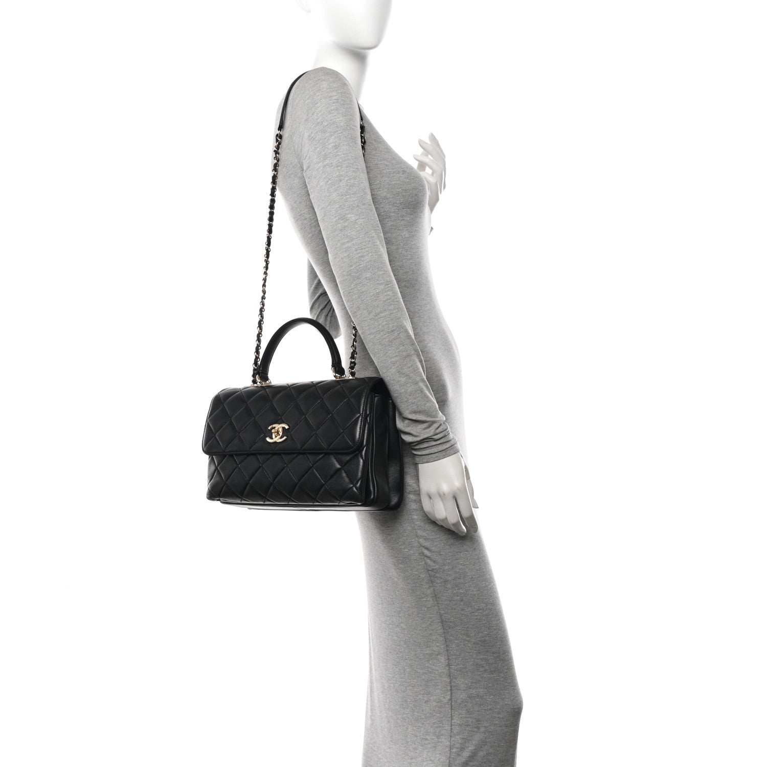 Chanel Lambskin Quilted Medium Trendy CC Flap Dual Handle Bag Black 2 of 12