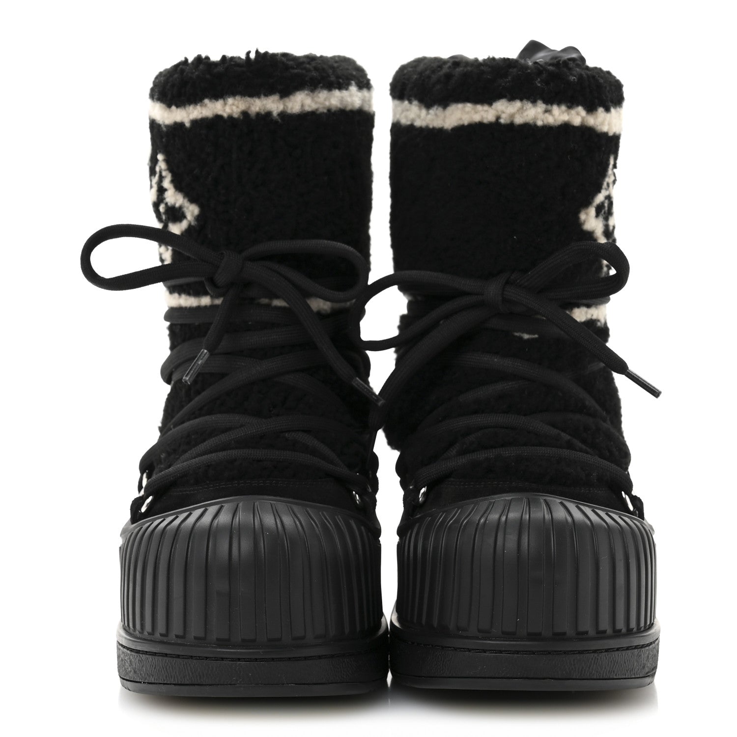 Louis Vuitton Suede Shearling Polar Flat Half Boots 37 Black 3 of 9