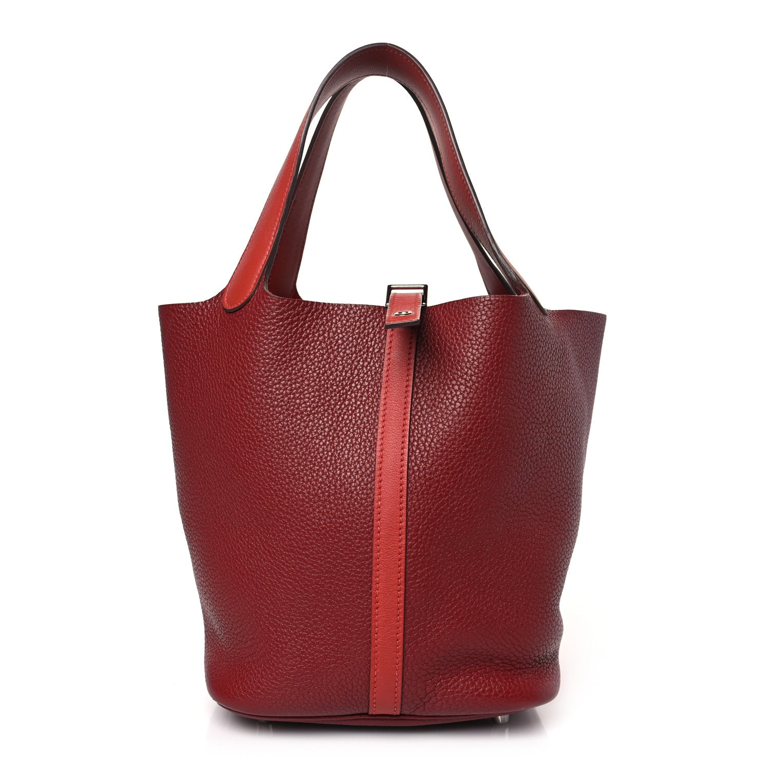 Hermes Taurillon Clemence Swift Picotin Lock 22 MM Rouge H Brique 1 of 9