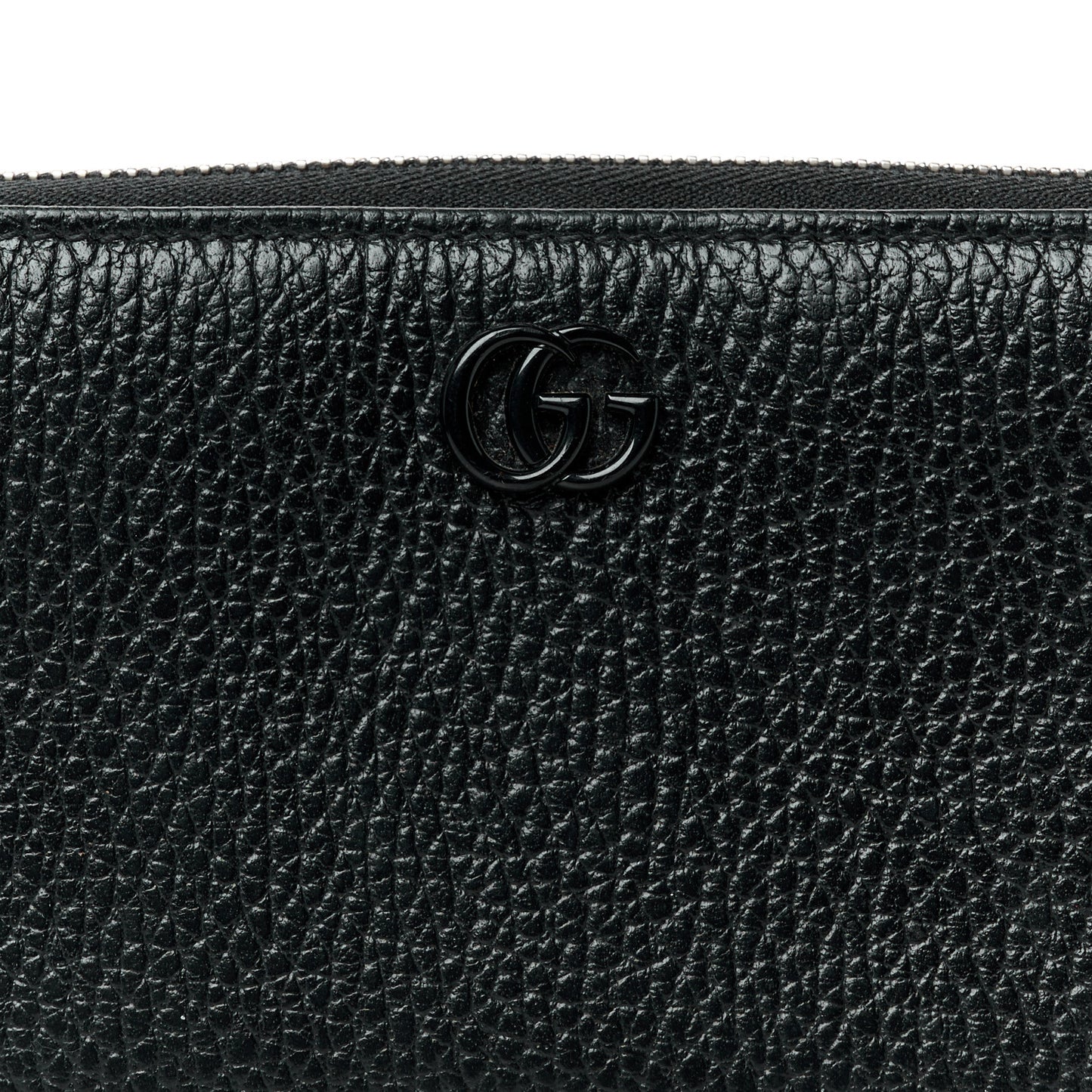 Dollar Calfskin Monochrome GG Marmont Zip Around Wallet Black