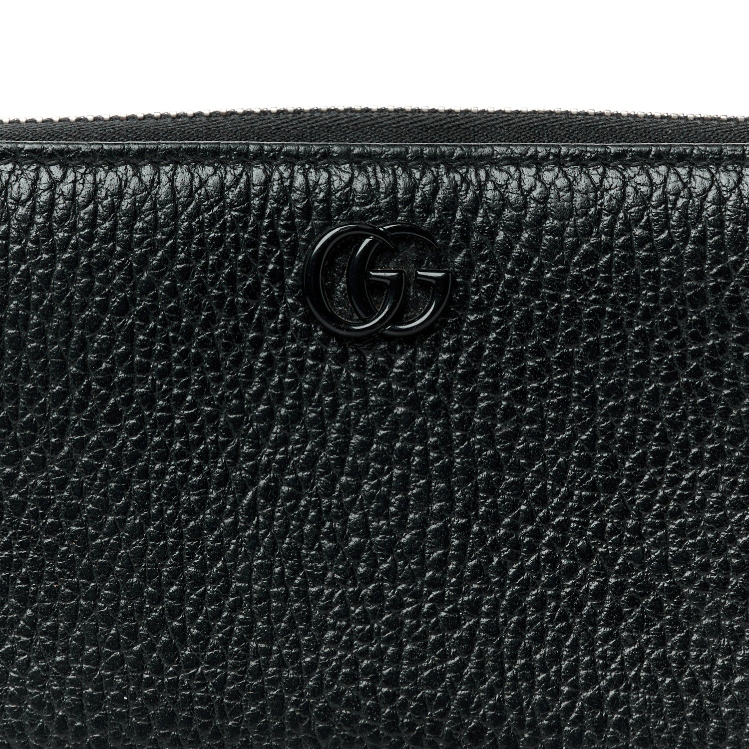 Gucci Dollar Calfskin Monochrome GG Marmont Zip Around Wallet Black 9 of 9