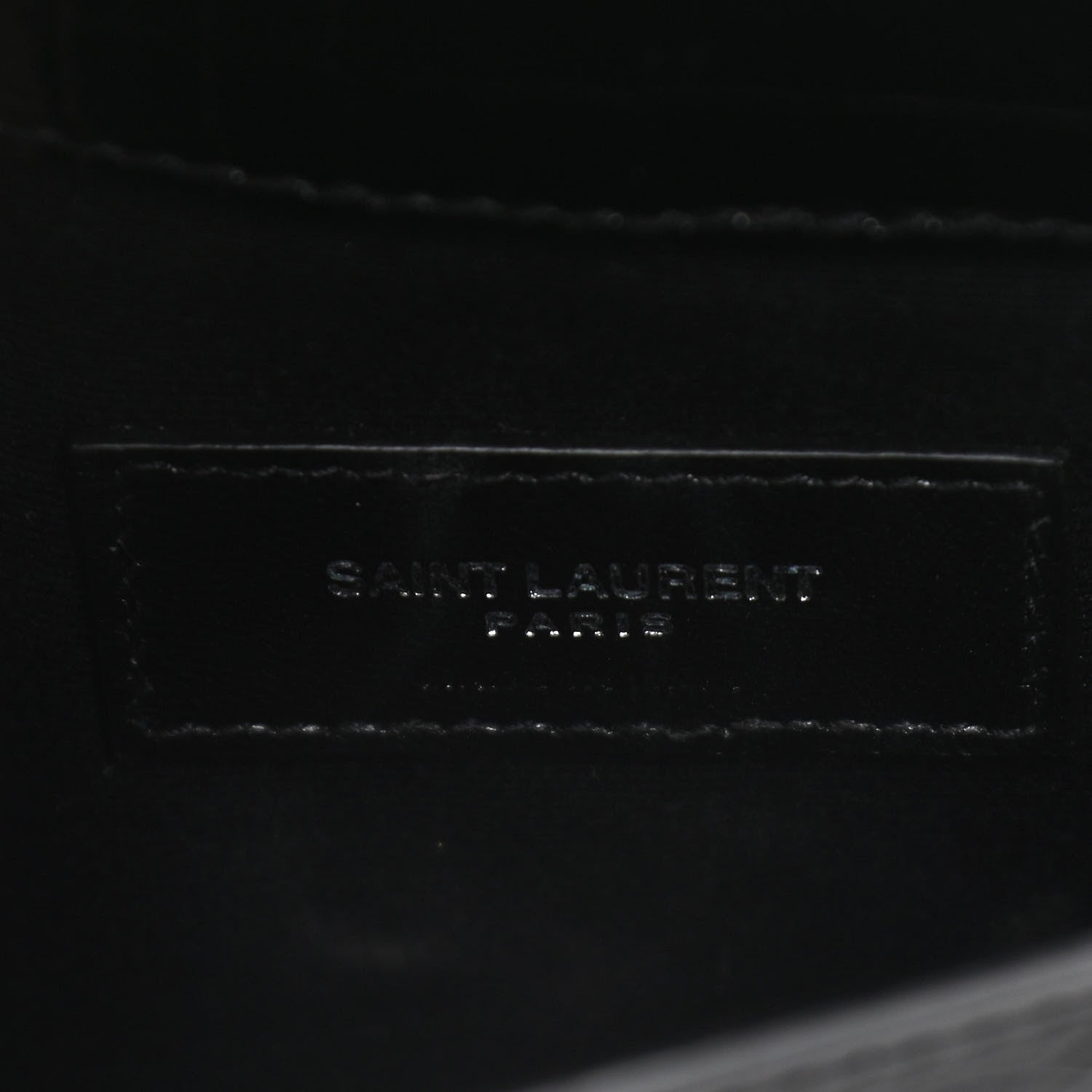 Saint Laurent Calfskin Crocodile Embossed Uptown Monogram Clutch Black 5 of 8