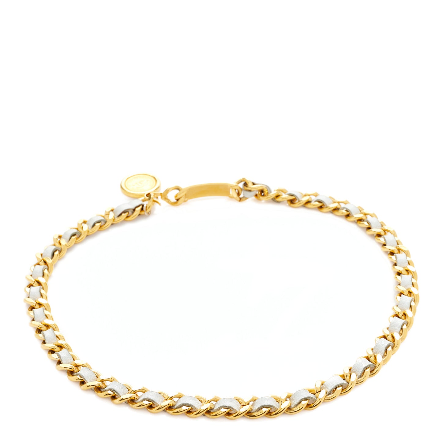 Lambskin CC Medallion Chain Belt White Gold