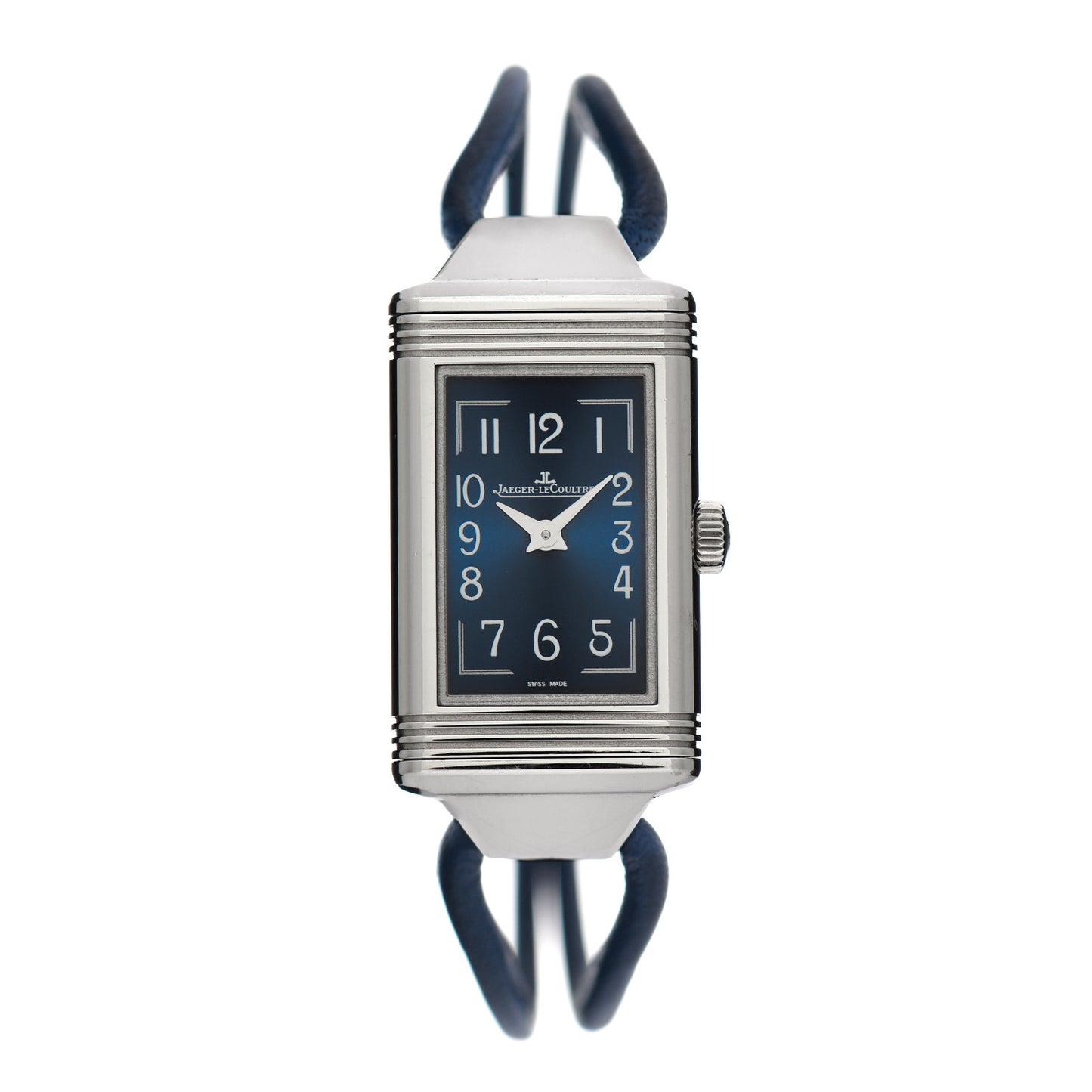 Stainless Steel Calfskin Diamond 16.3mm Reverso One Cordonnet Quartz Watch Blue Q326858J