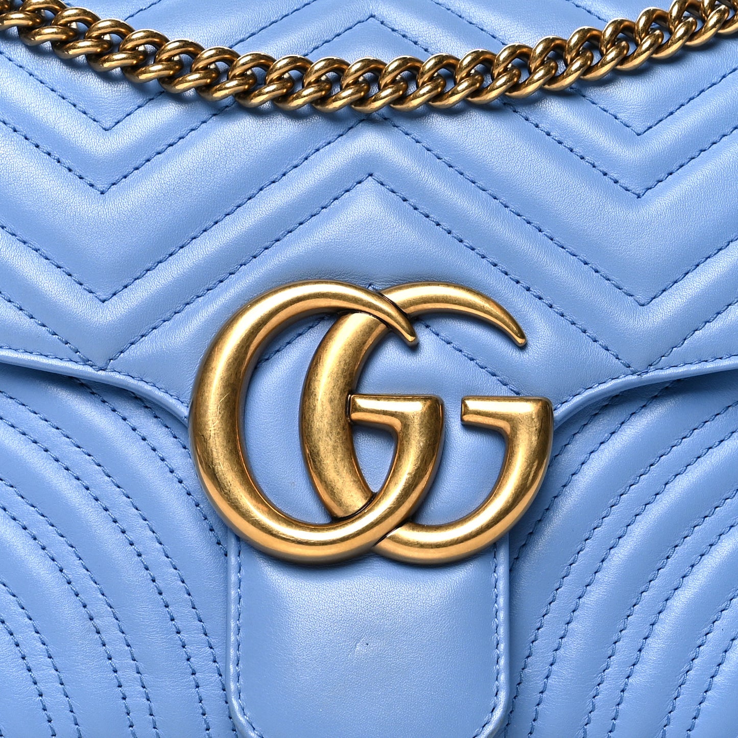 Calfskin Matelasse Medium GG Marmont Shoulder Bag Clear Sky Blue
