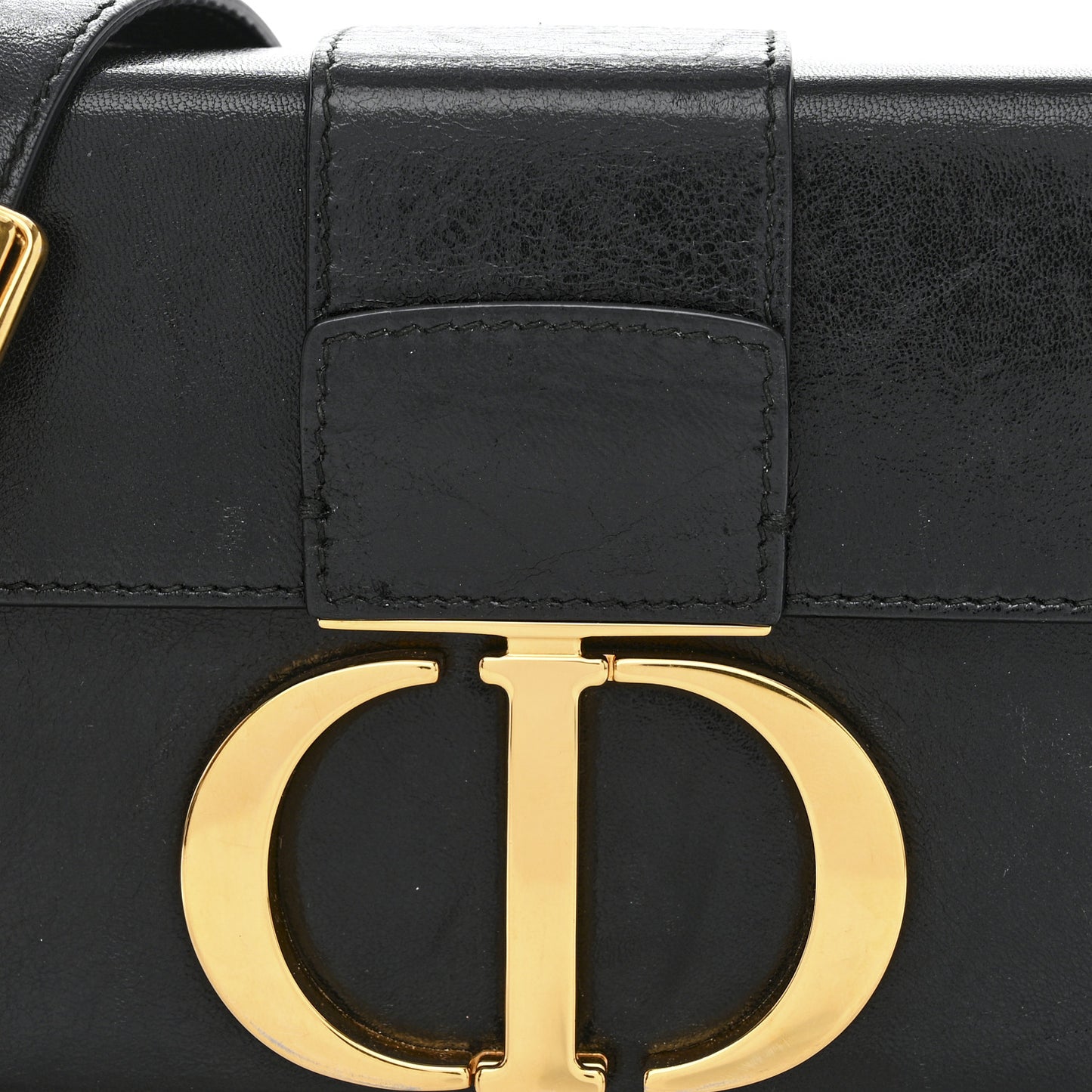 Crackled Lambskin 30 Montaigne Box Bag Black