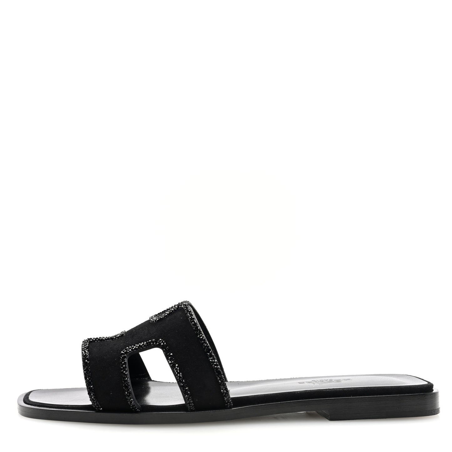 Suede Goatskin Crystal Embellished Oran Sandals 35 Black